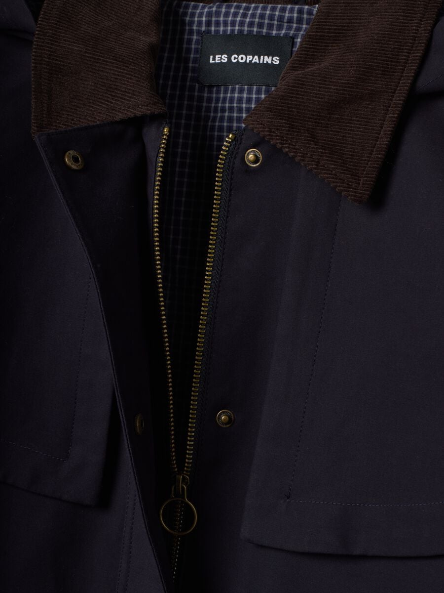Blue pure cotton parka with hood, oversized fit_5