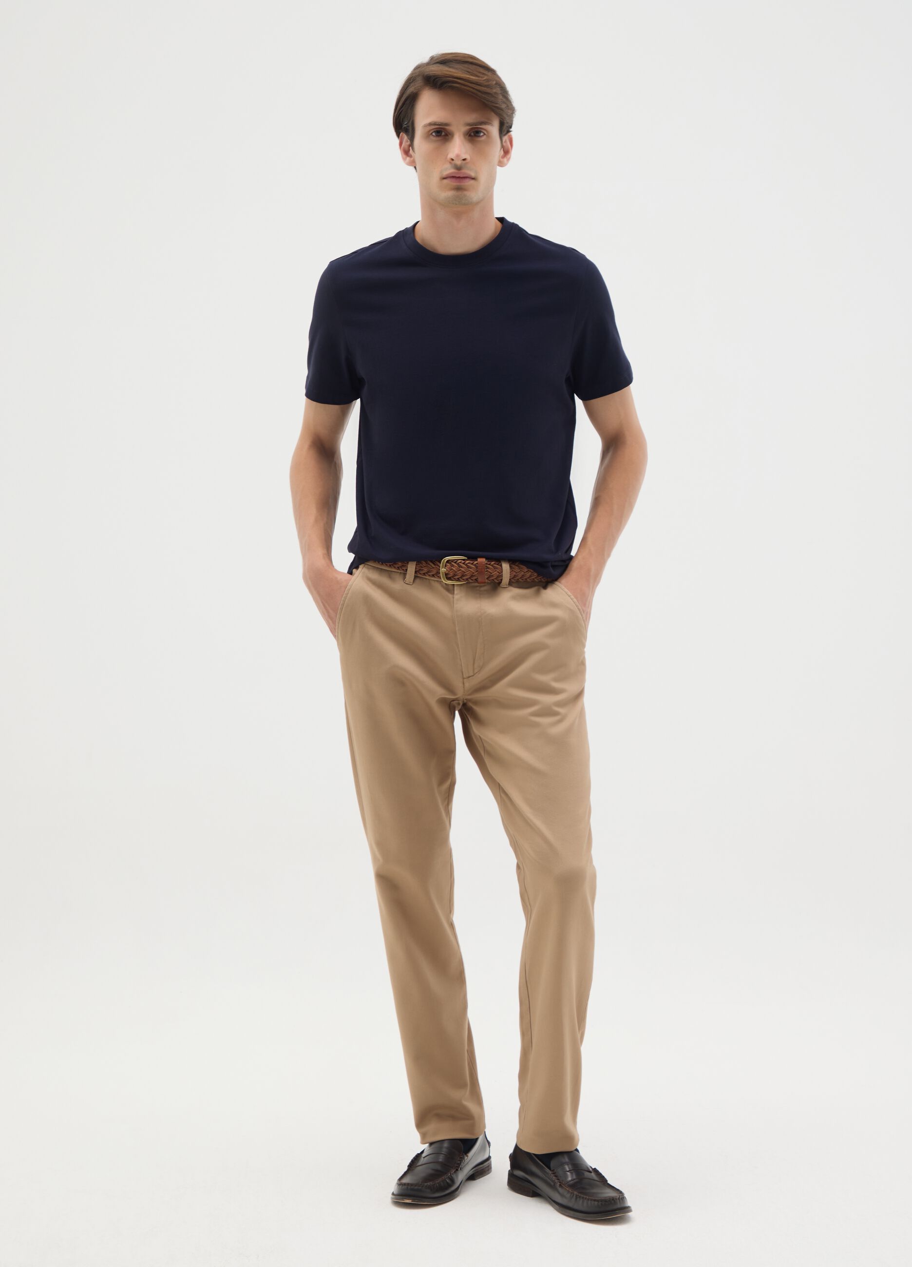 Men's blue pure cotton regular fit t-shirt