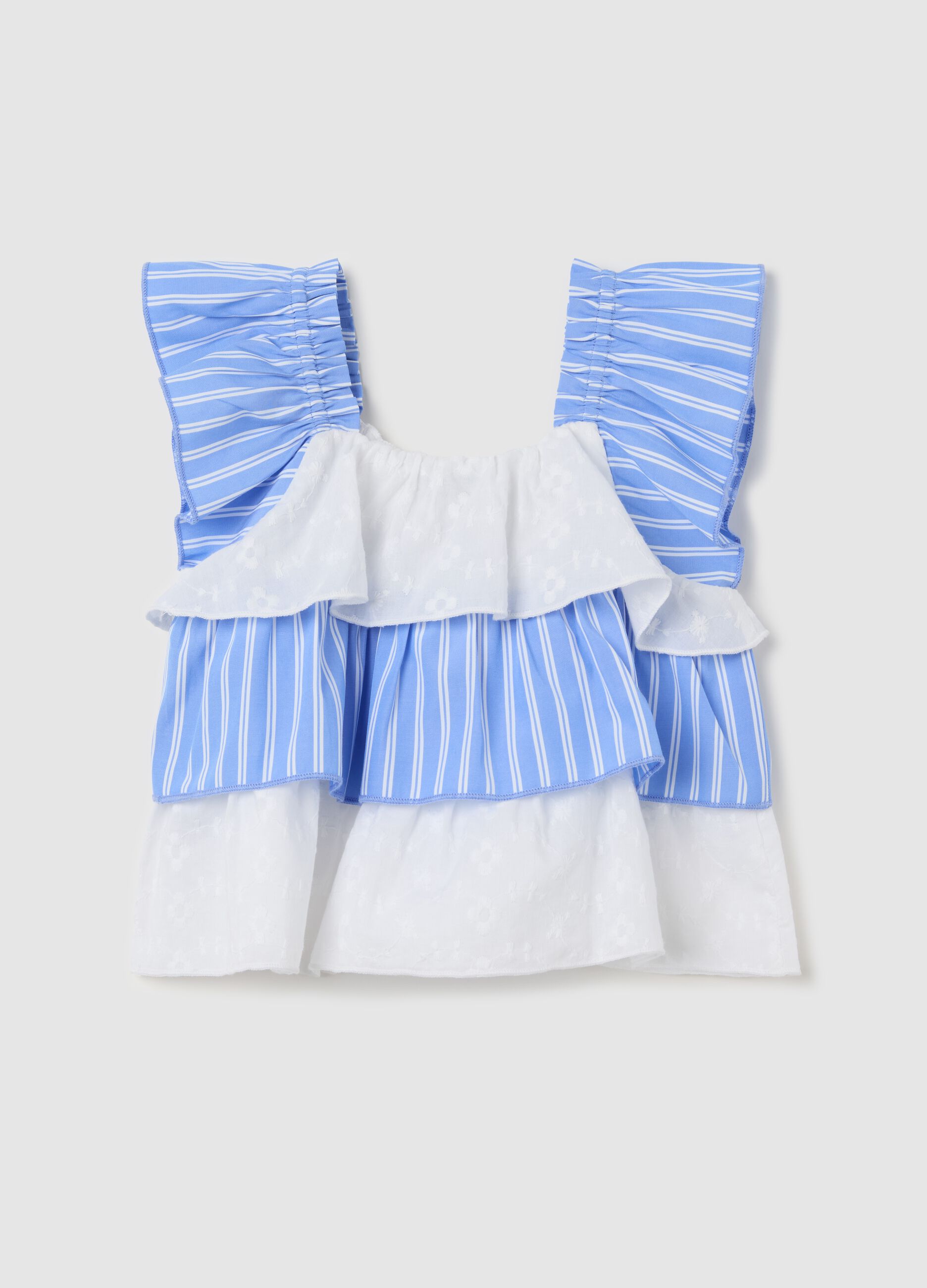 Blouse with light blue and white stripes
