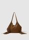 Brown Genuine Leather Shopper Bag with Fringes_0