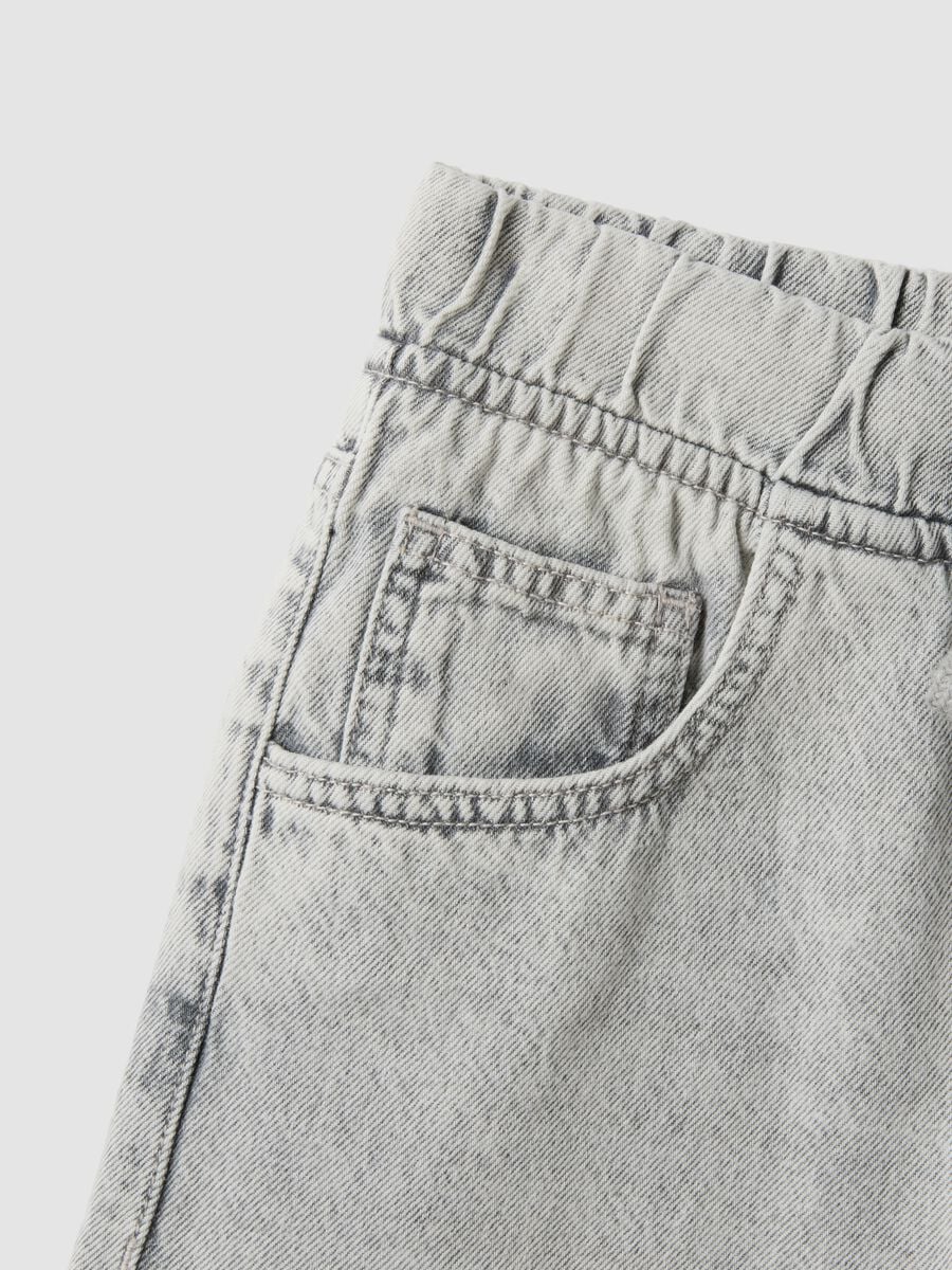 Jeans denim grigi in puro cotone con vita elasticizzata per ragazzo skater fit_4