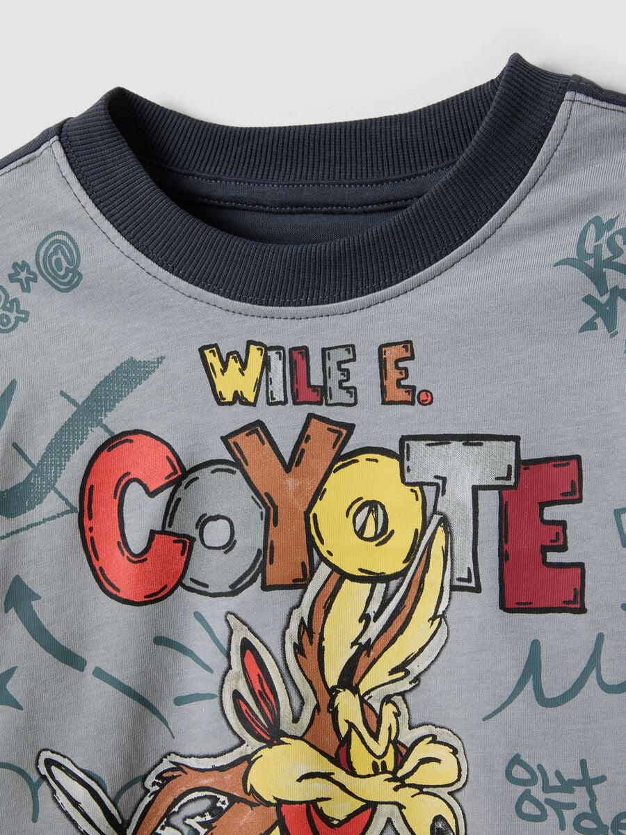 Grey pure cotton Looney Tunes print T-shirt for boys_2