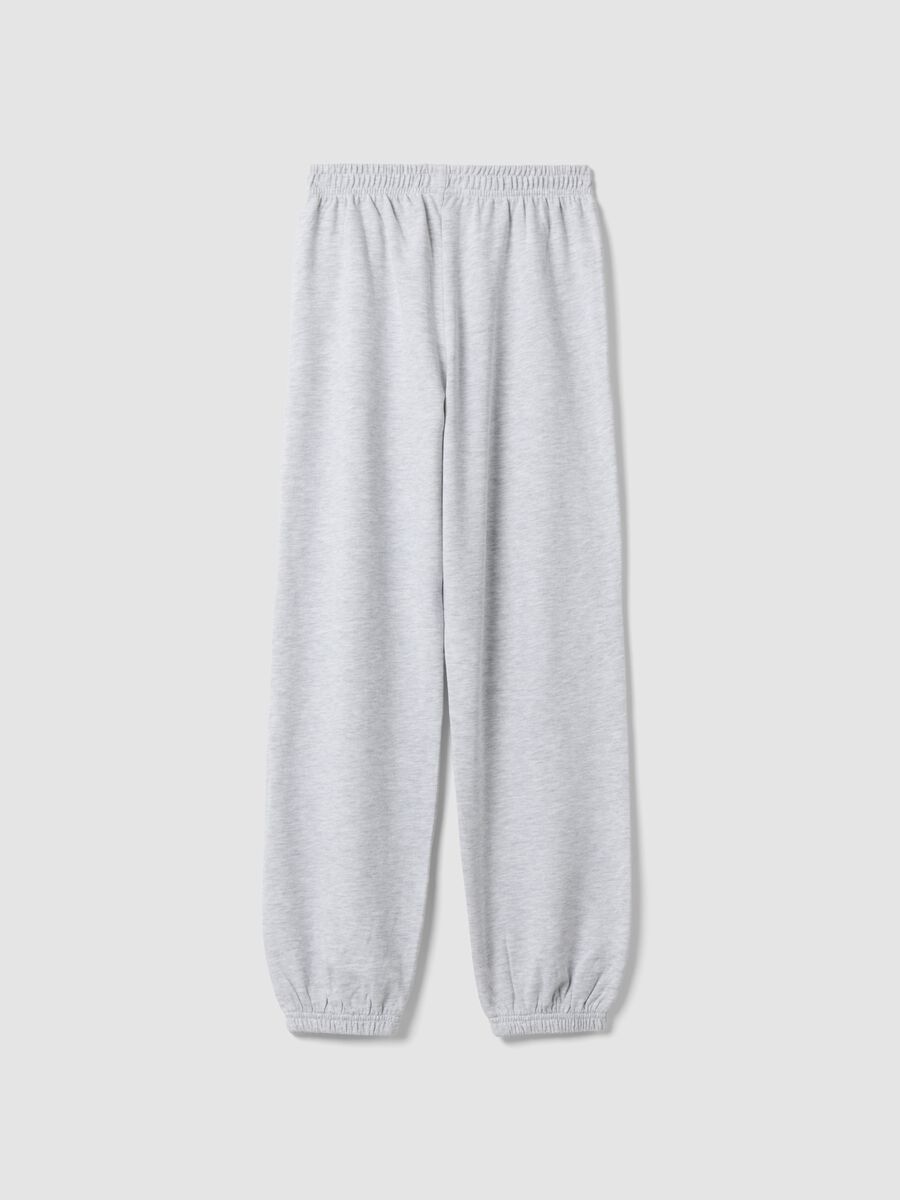 Girls&rsquo; grey organic cotton-blend joggers with print_1
