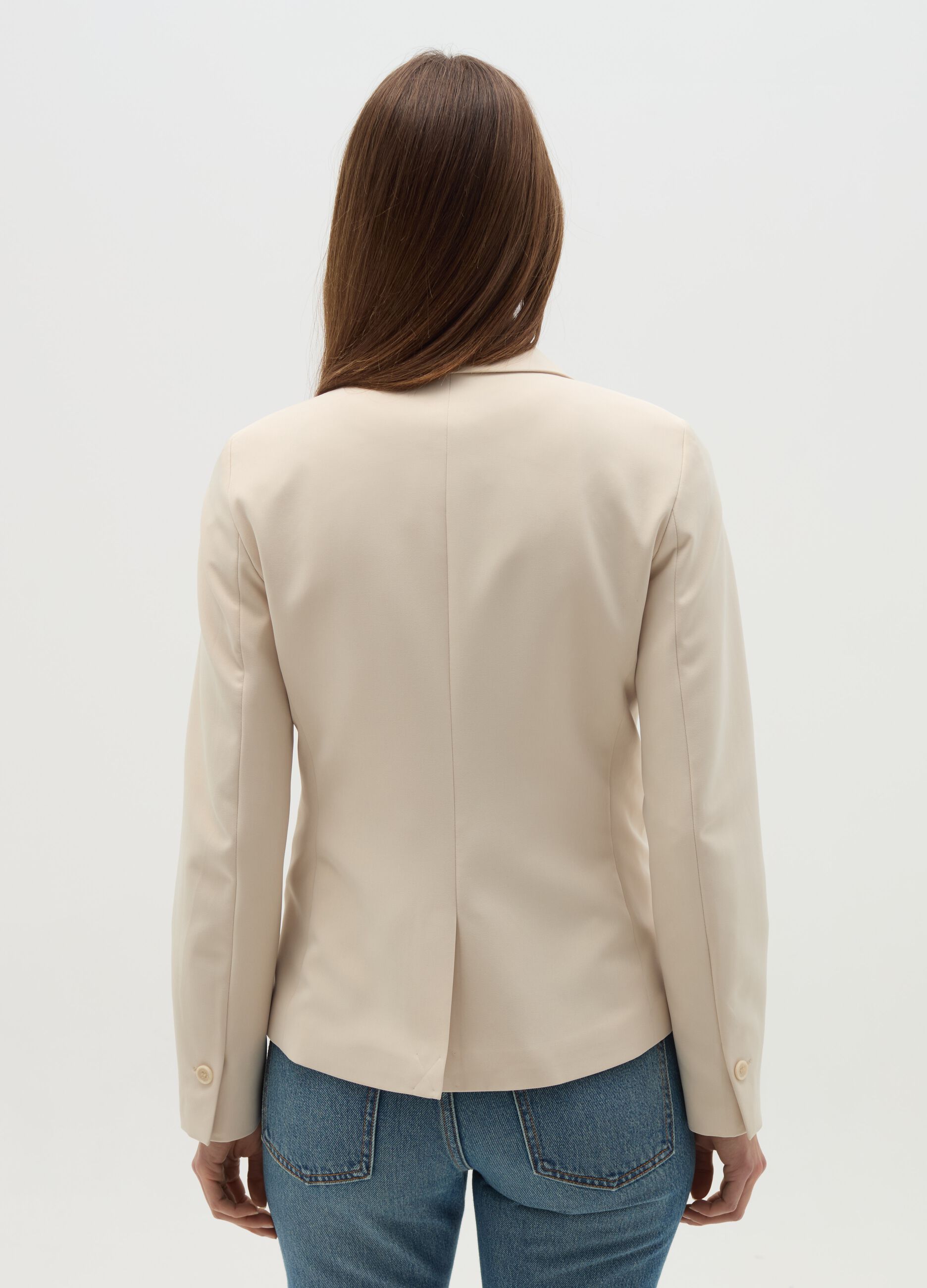 Blazer monopetto tinta unita Curvy