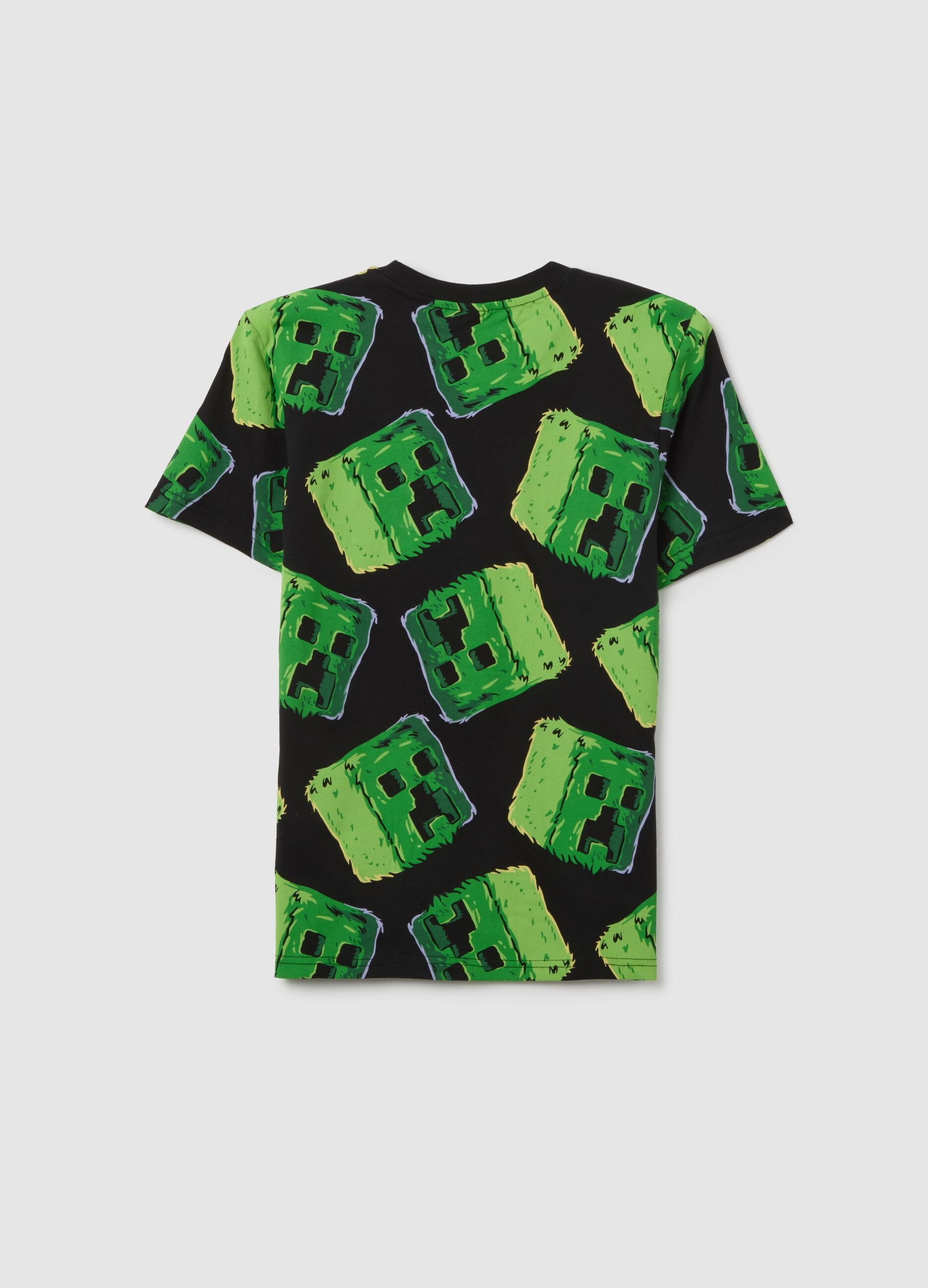 T-shirt da ragazzo in puro cotone multicolor oversize stampa Minecraft