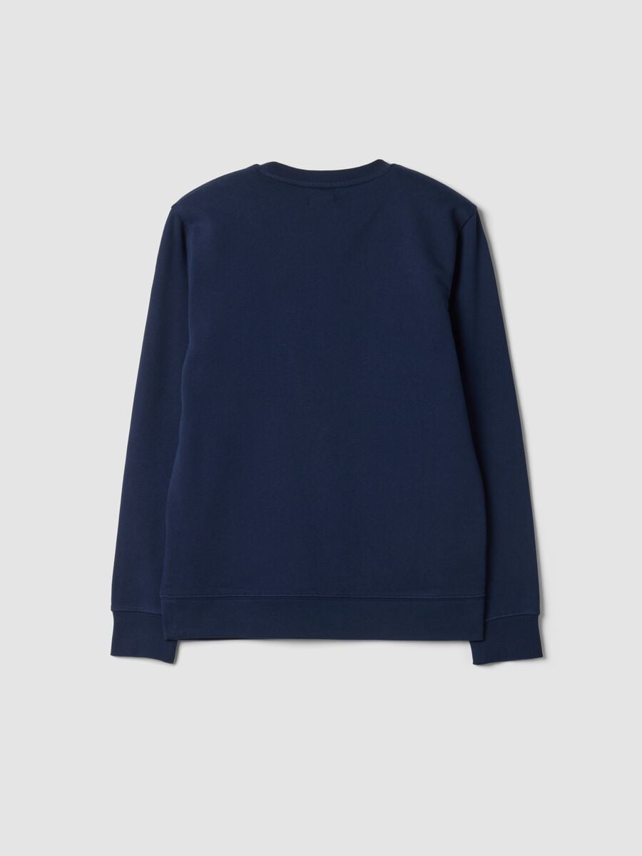Navy blue crew-neck sweatshirt in pure organic cotton_1