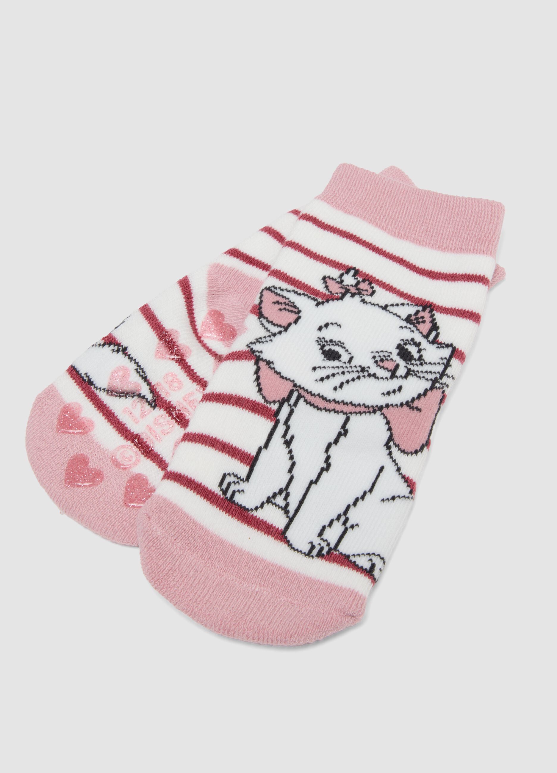 2-pack of pink anti-slip socks in stretchy organic cotton with The Aristocats print