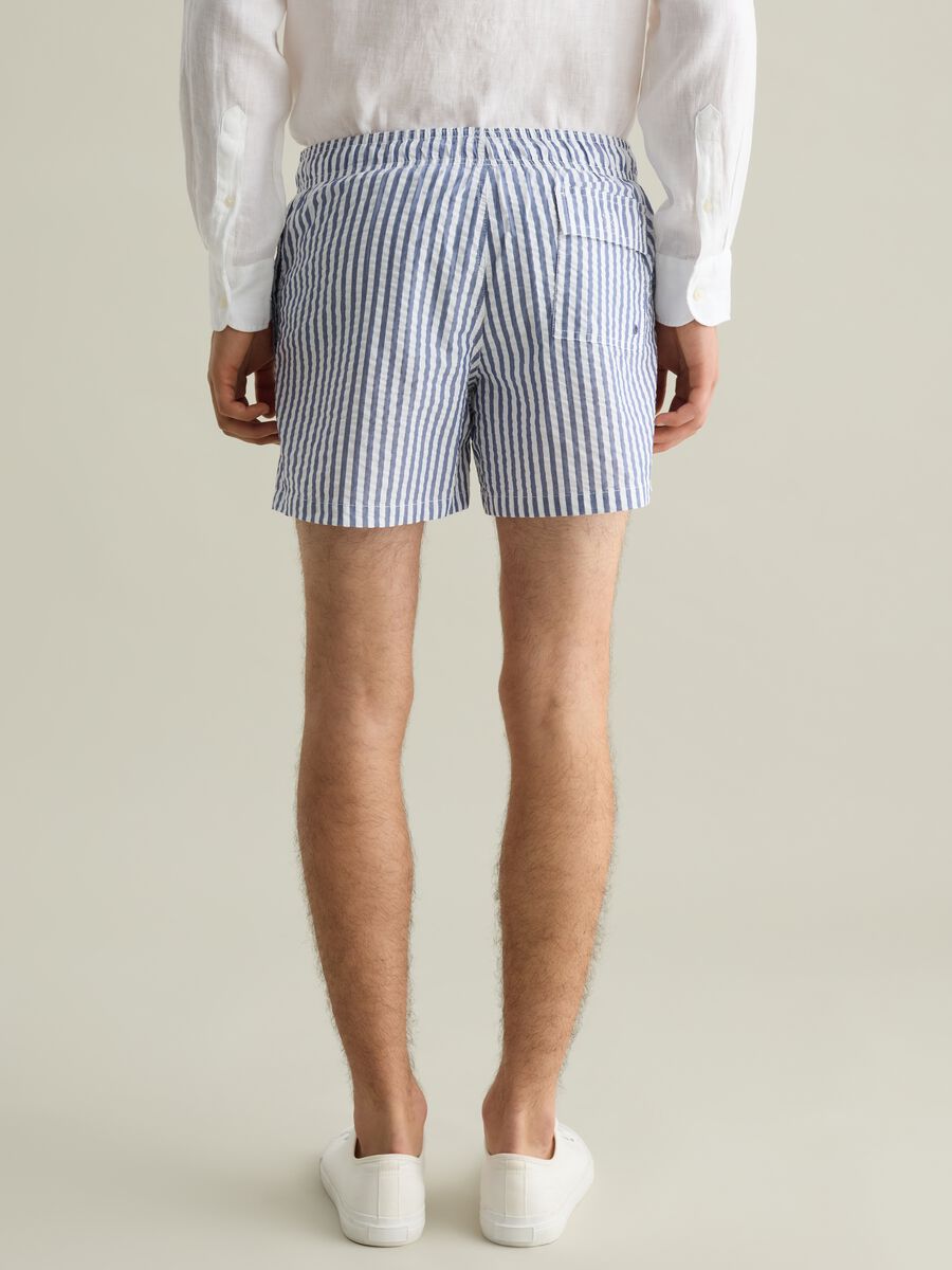White and blue striped pure cotton swim boxers_2