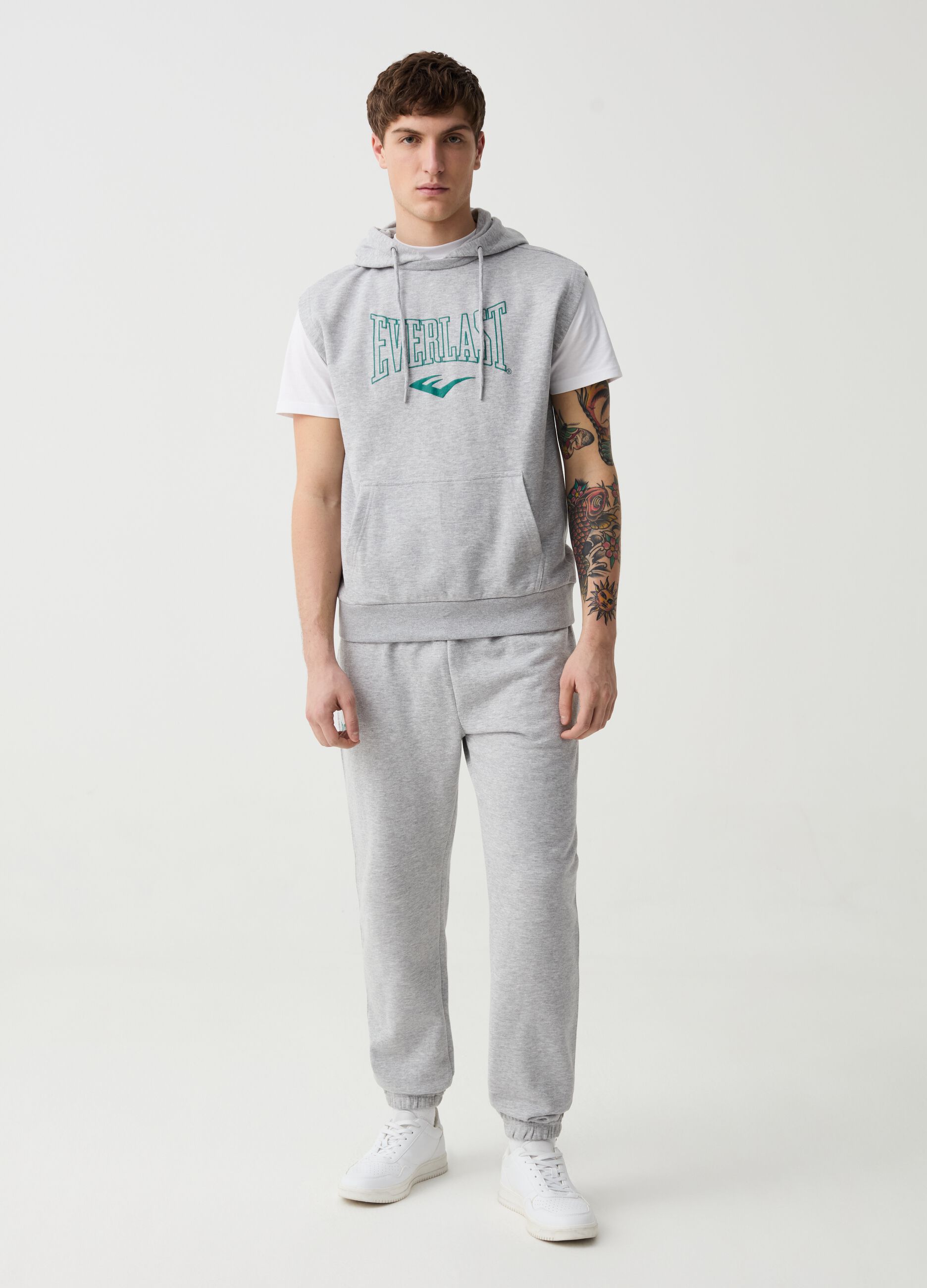 Fleece joggers with drawstring and embroidered logo
