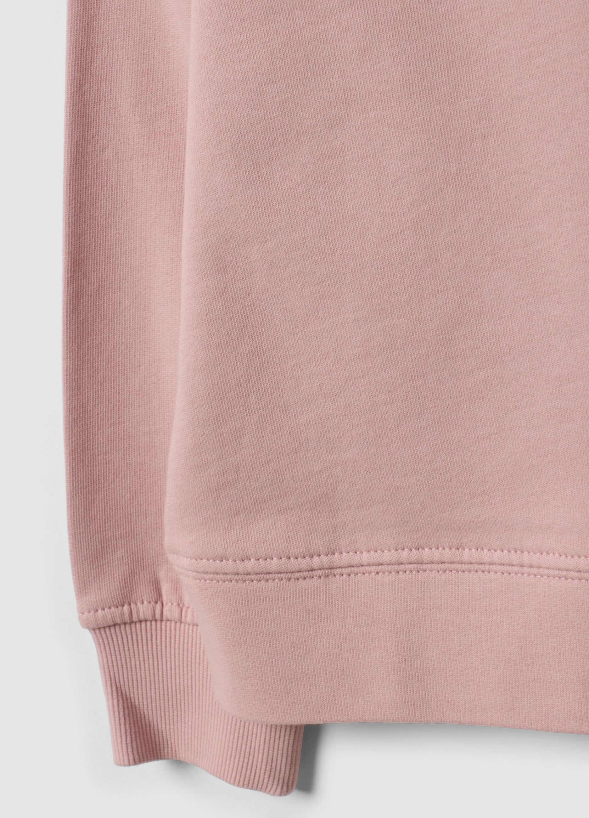 Pink pure cotton crew-neck sweatshirt with heart for girls