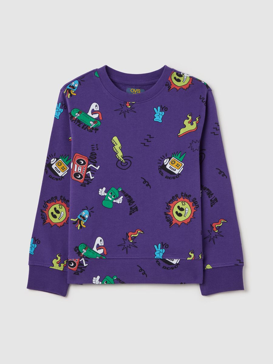 French terry sweatshirt with graffiti-style print_0