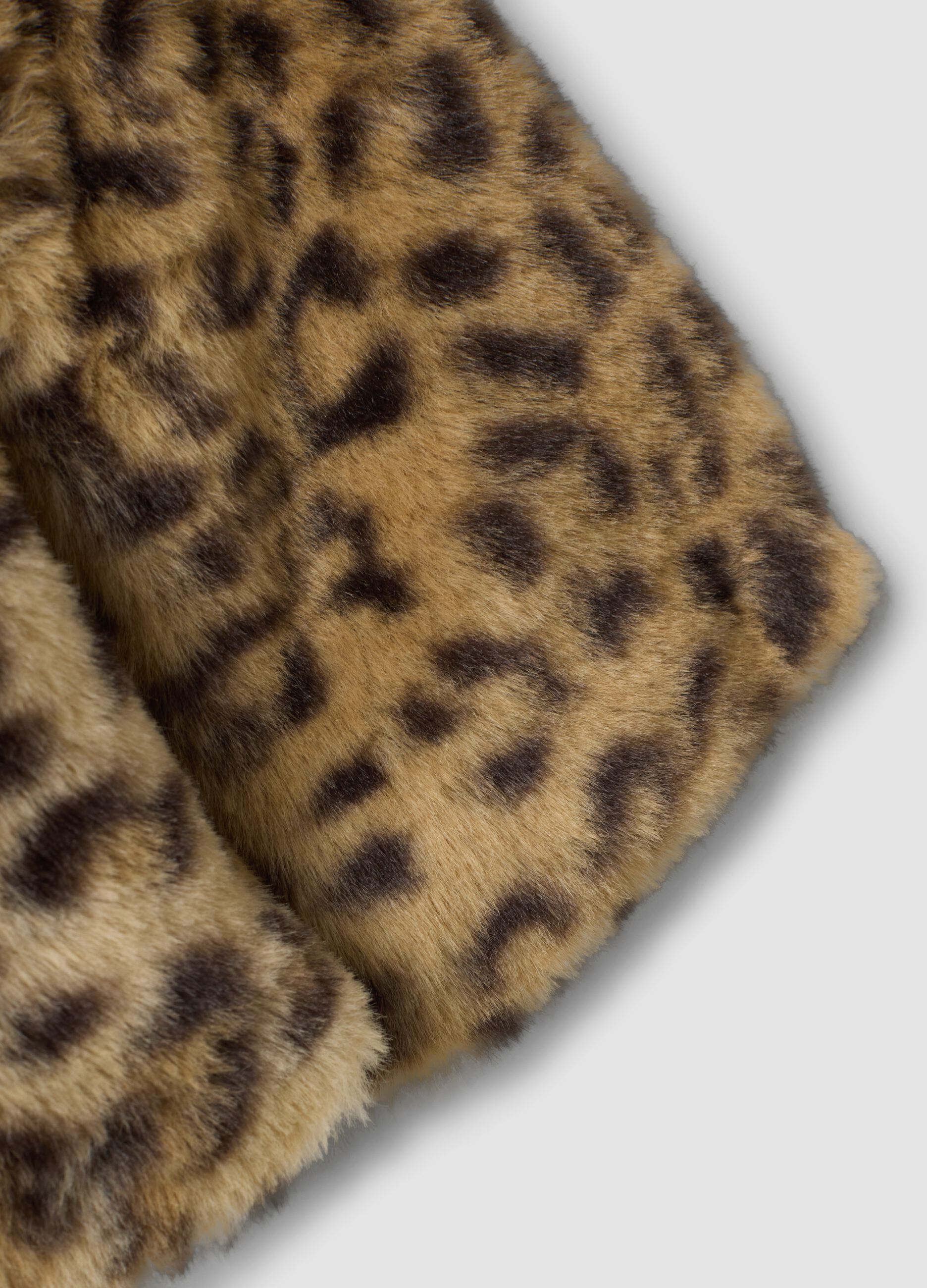 Brown padded animal print jacket with buttons for baby girl