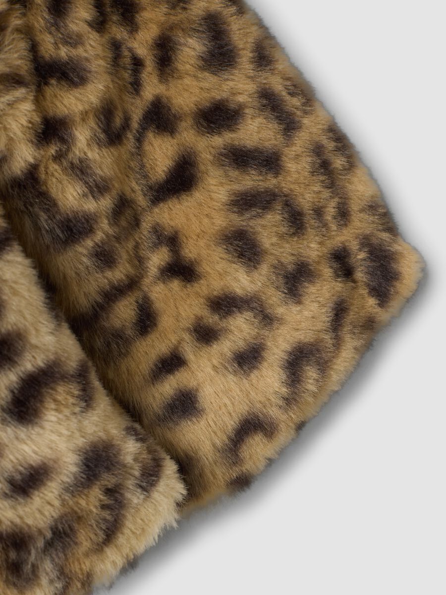 Giacca marrone imbottita animalier con bottoni per neonata_3