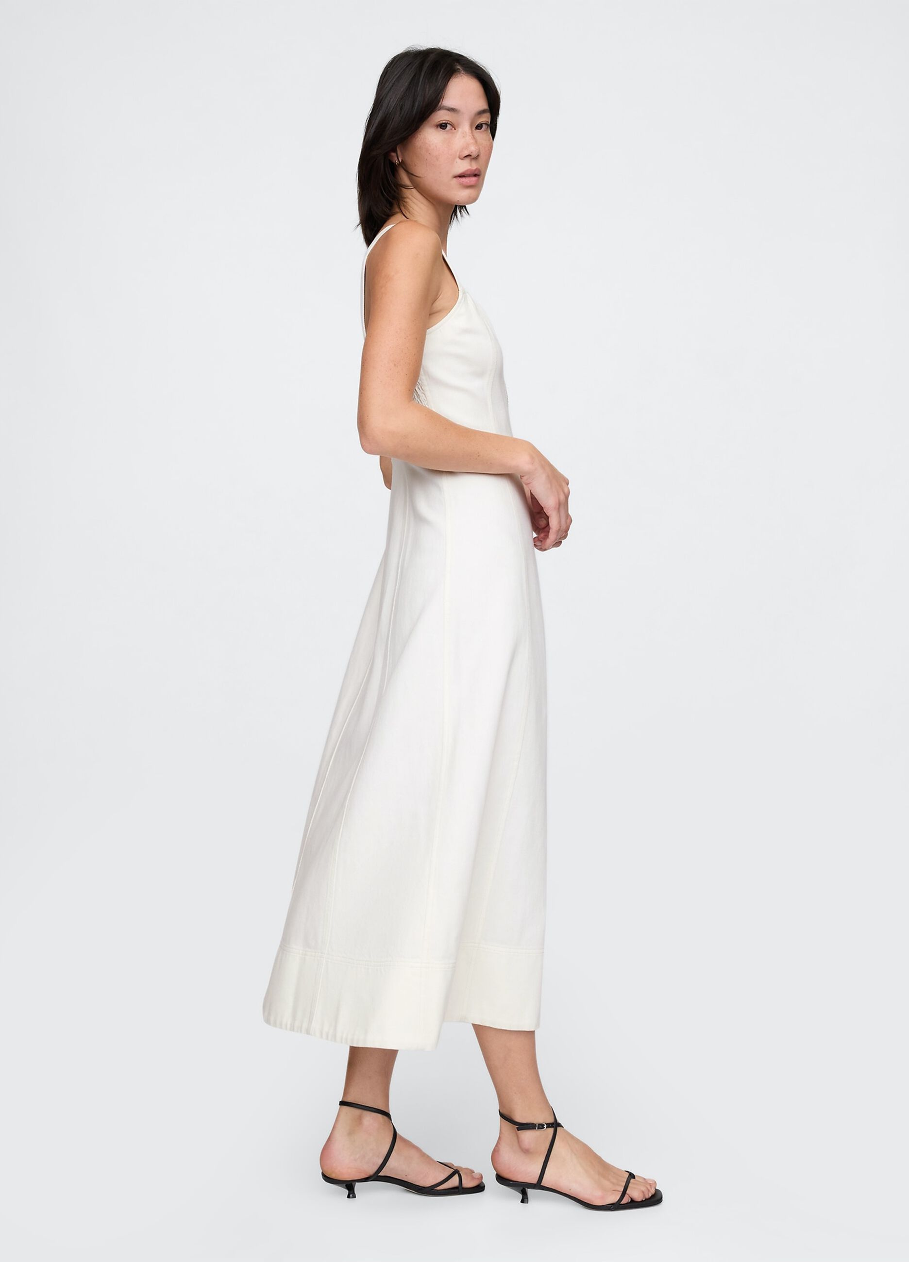 White Long Dress with Front Zip