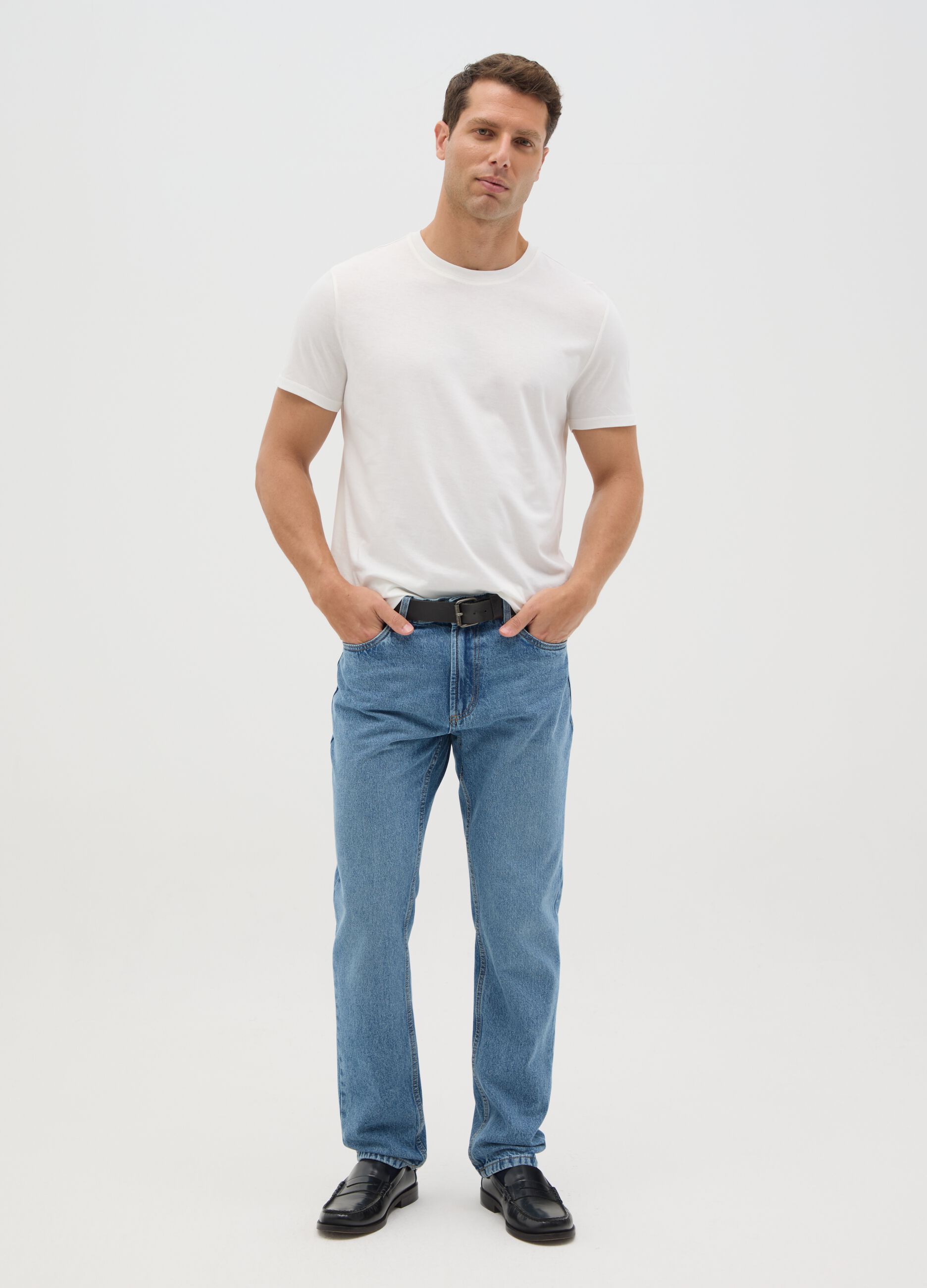 Men’s white T-shirt in 100% cotton with regular fit