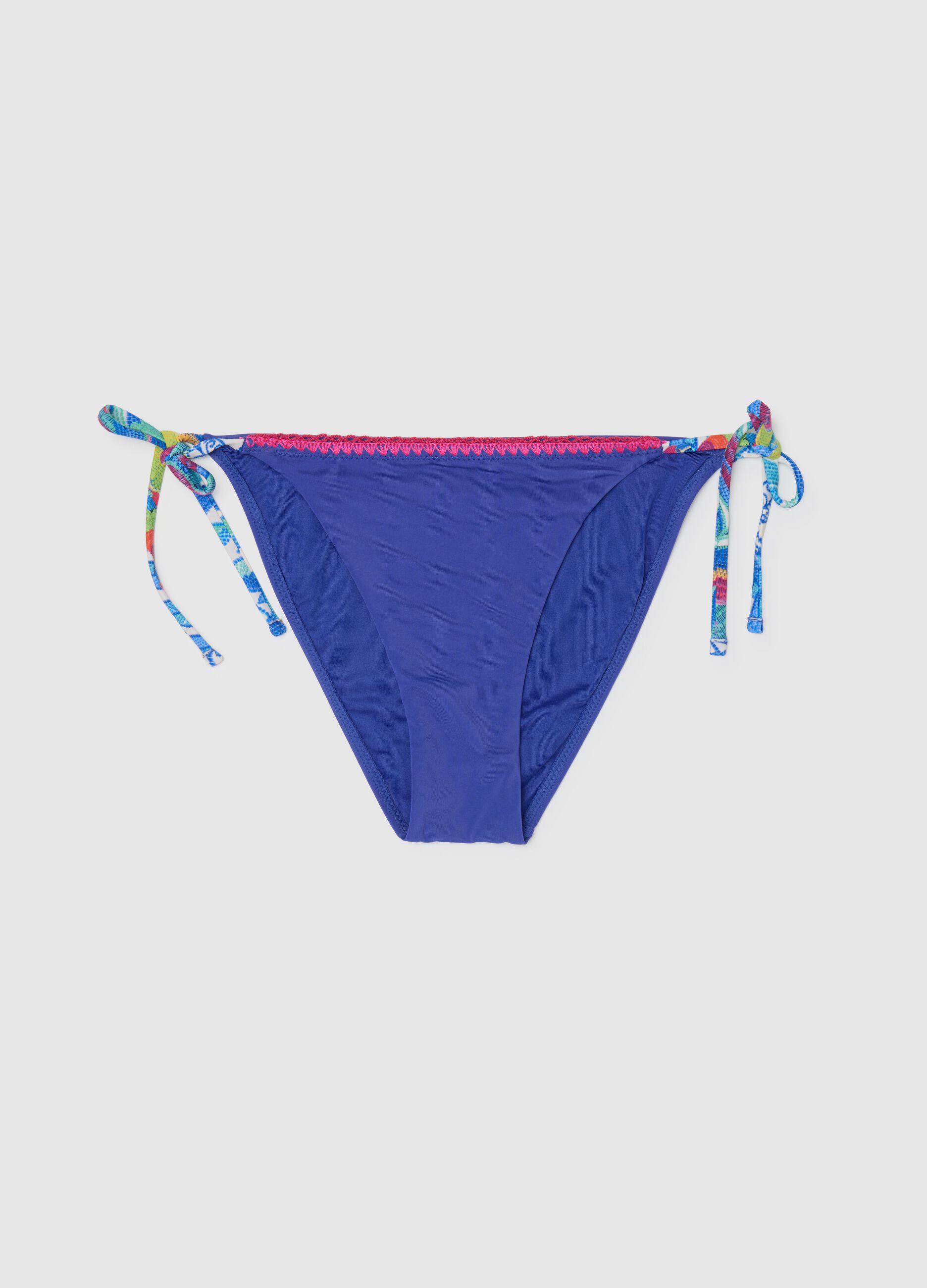 Slip bikini da donna in tessuto elasticizzato con laccetti