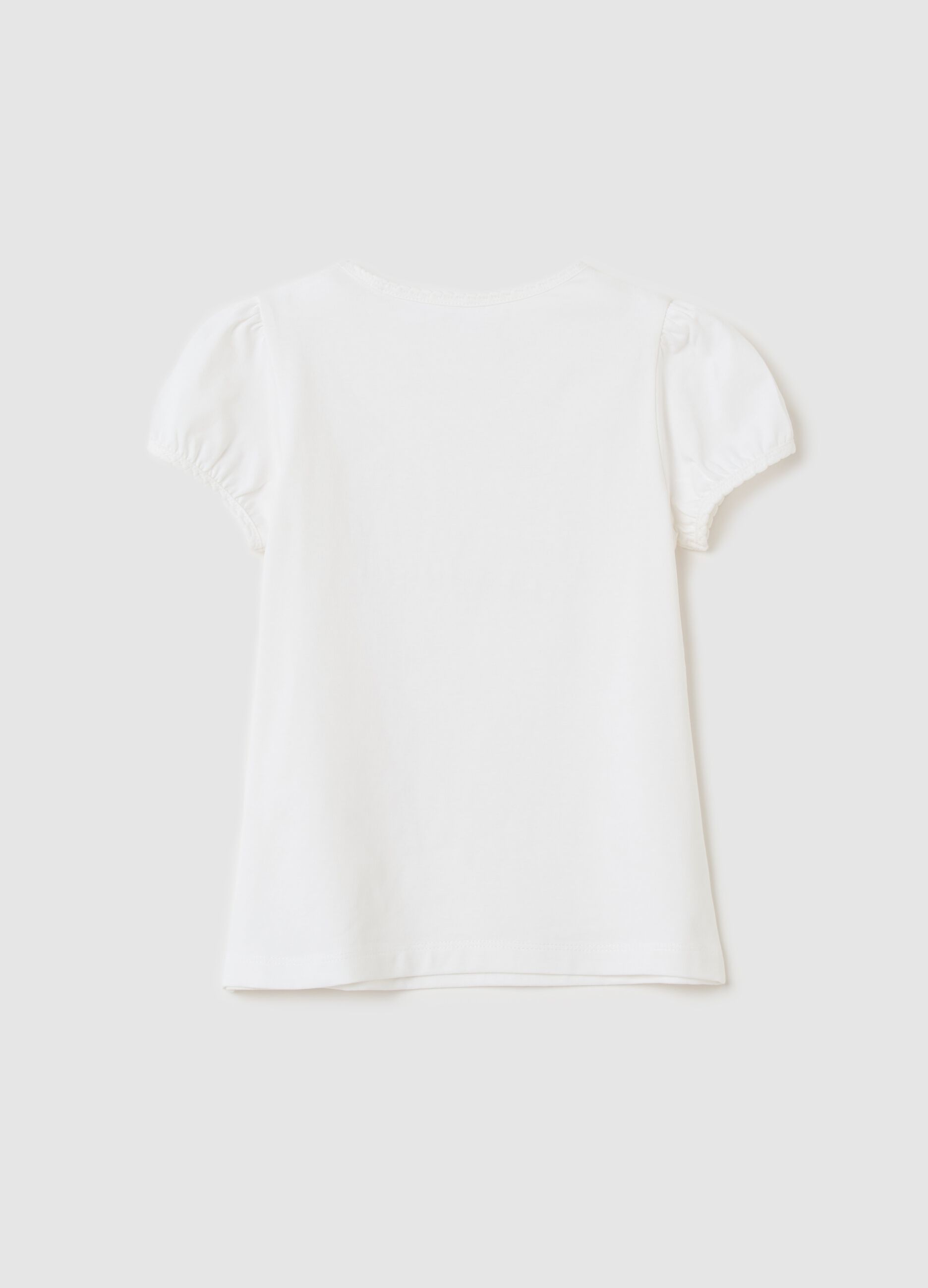 T-shirt con strass e applicazione farfalle