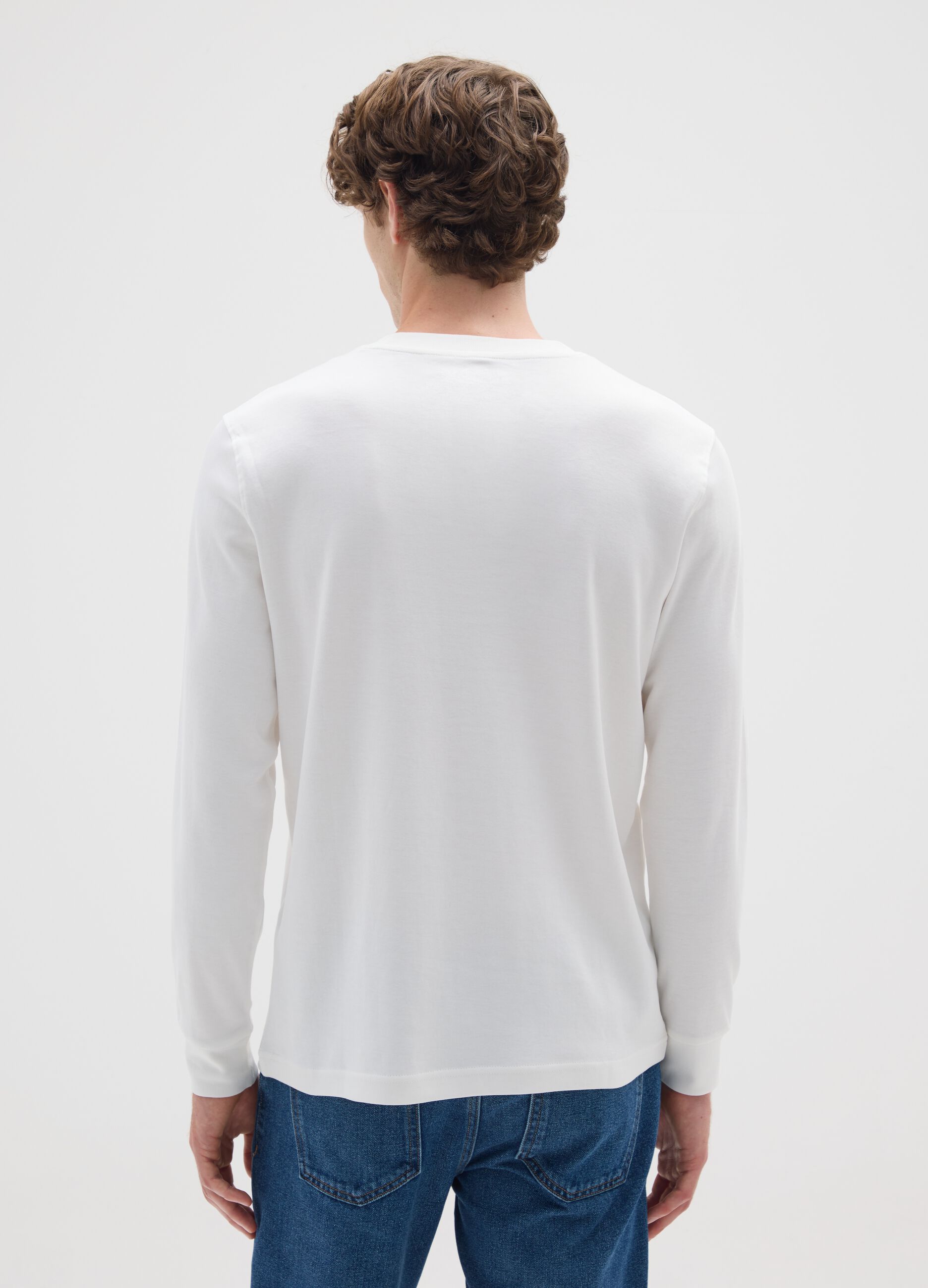 White cotton long sleeve top