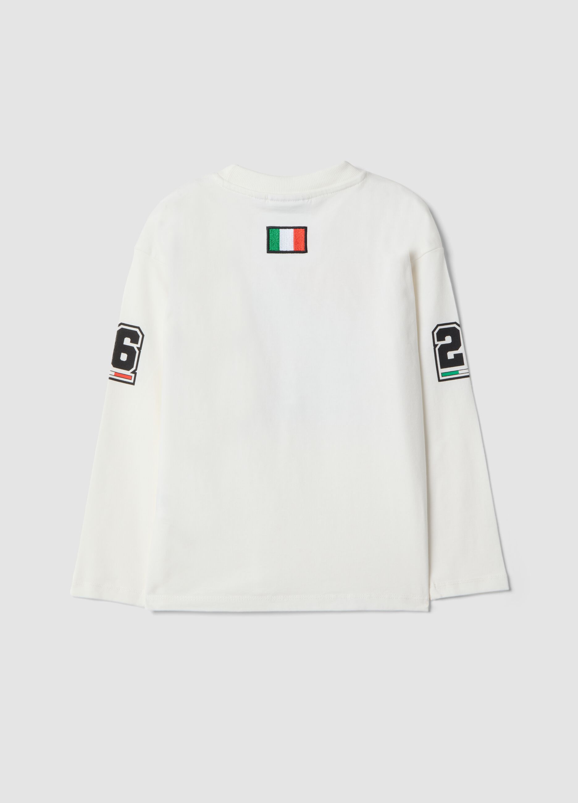 T-shirt bianca in cotone elasticizzato con stampa Ducati per bambino