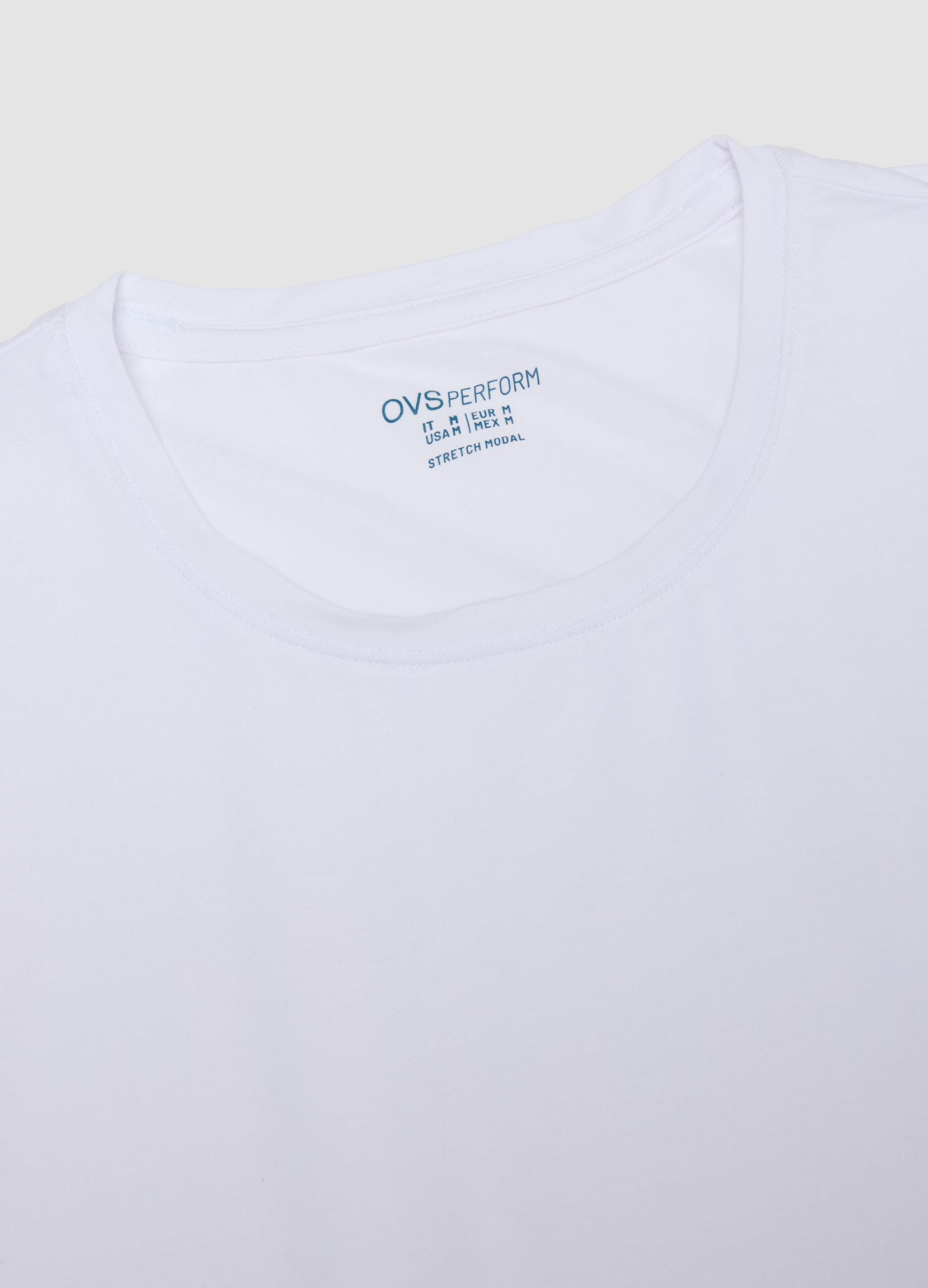 White stretch modal crew-neck T-shirt