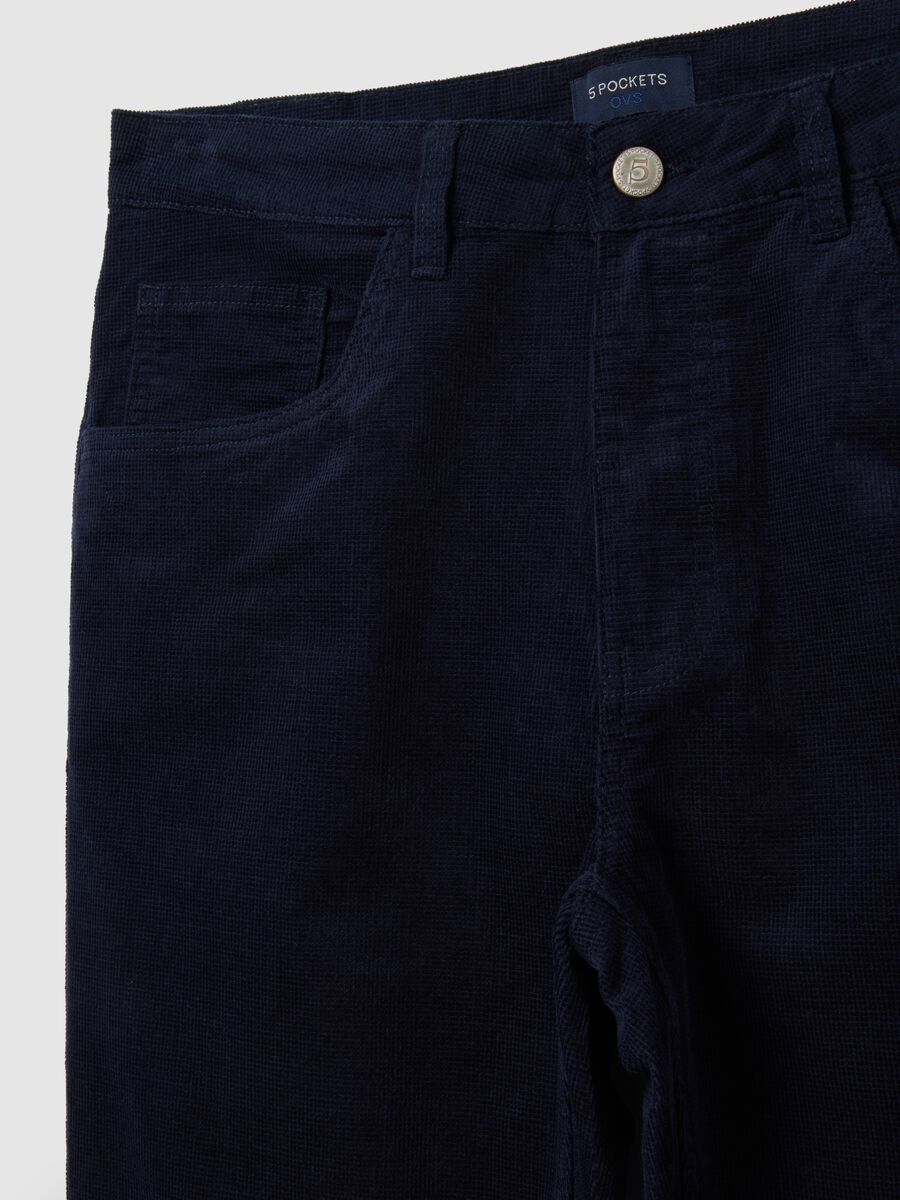 Slim fit blue stretch cotton trousers_1