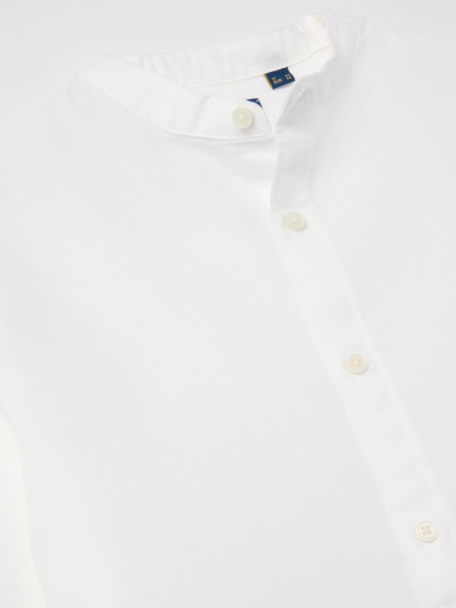 Cotton and linen shirt with Mandarin collar_5