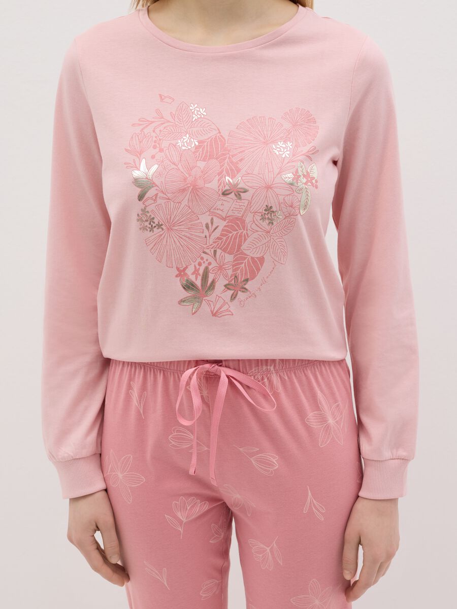 Pink cotton pyjamas with floral print_3