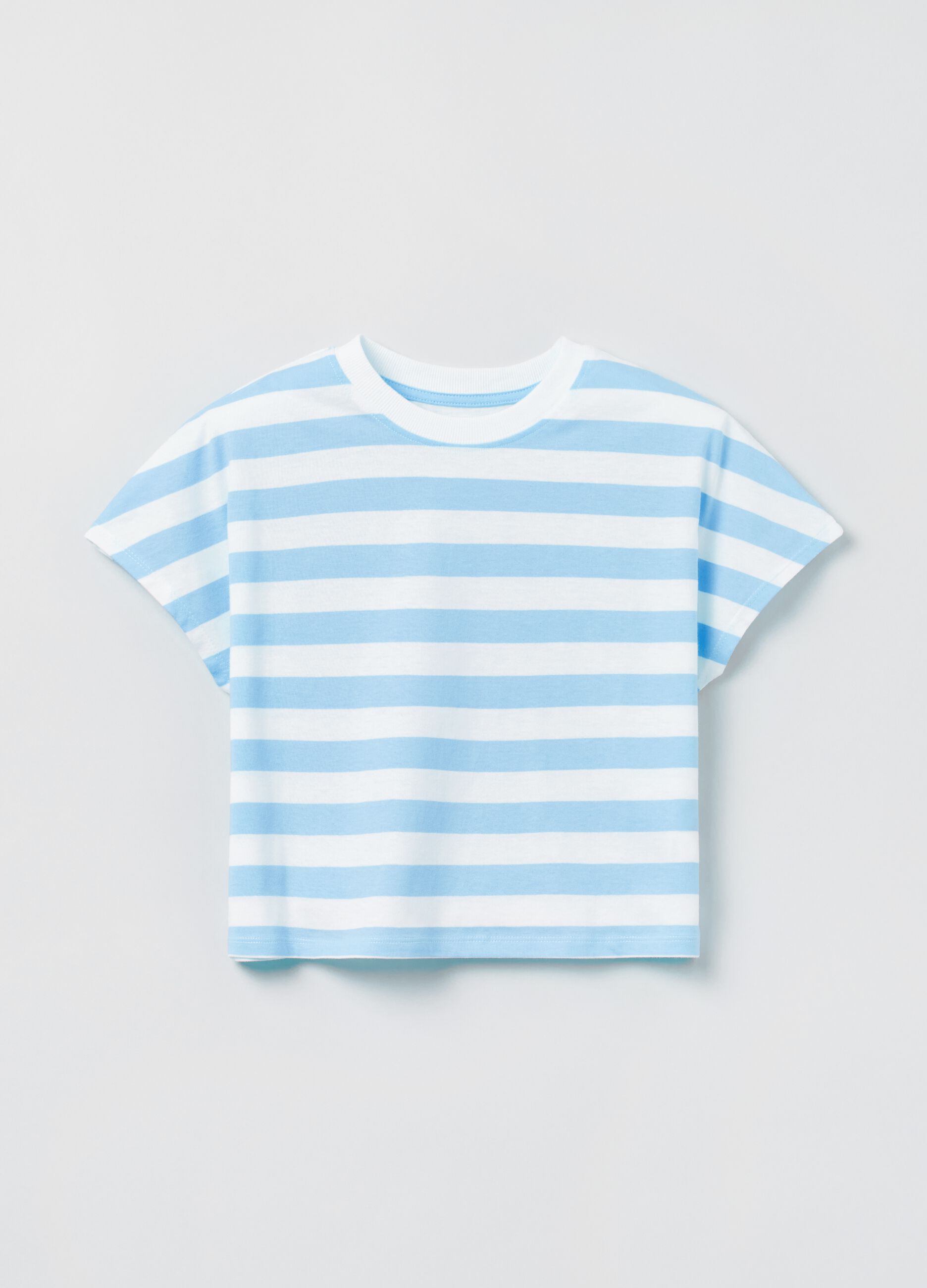 T-shirt in cotone a righe _0