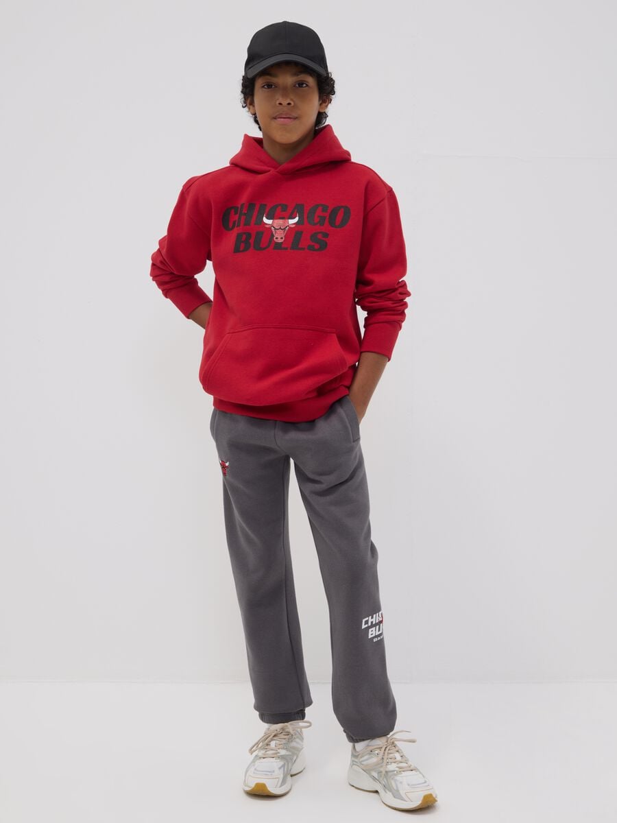 Grey cotton-blend track trousers with Chicago Bulls print_1