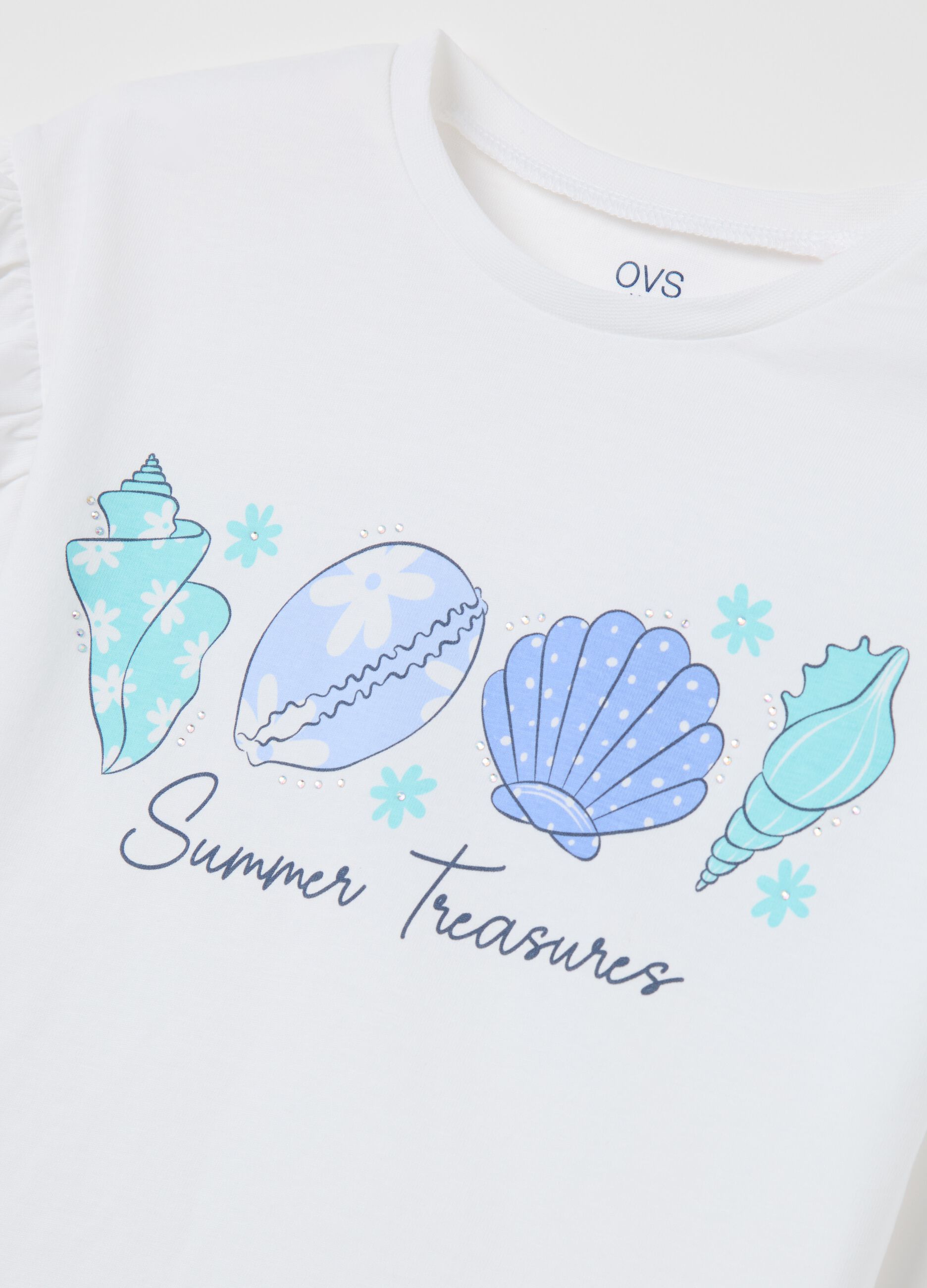 White cotton T-shirt with print