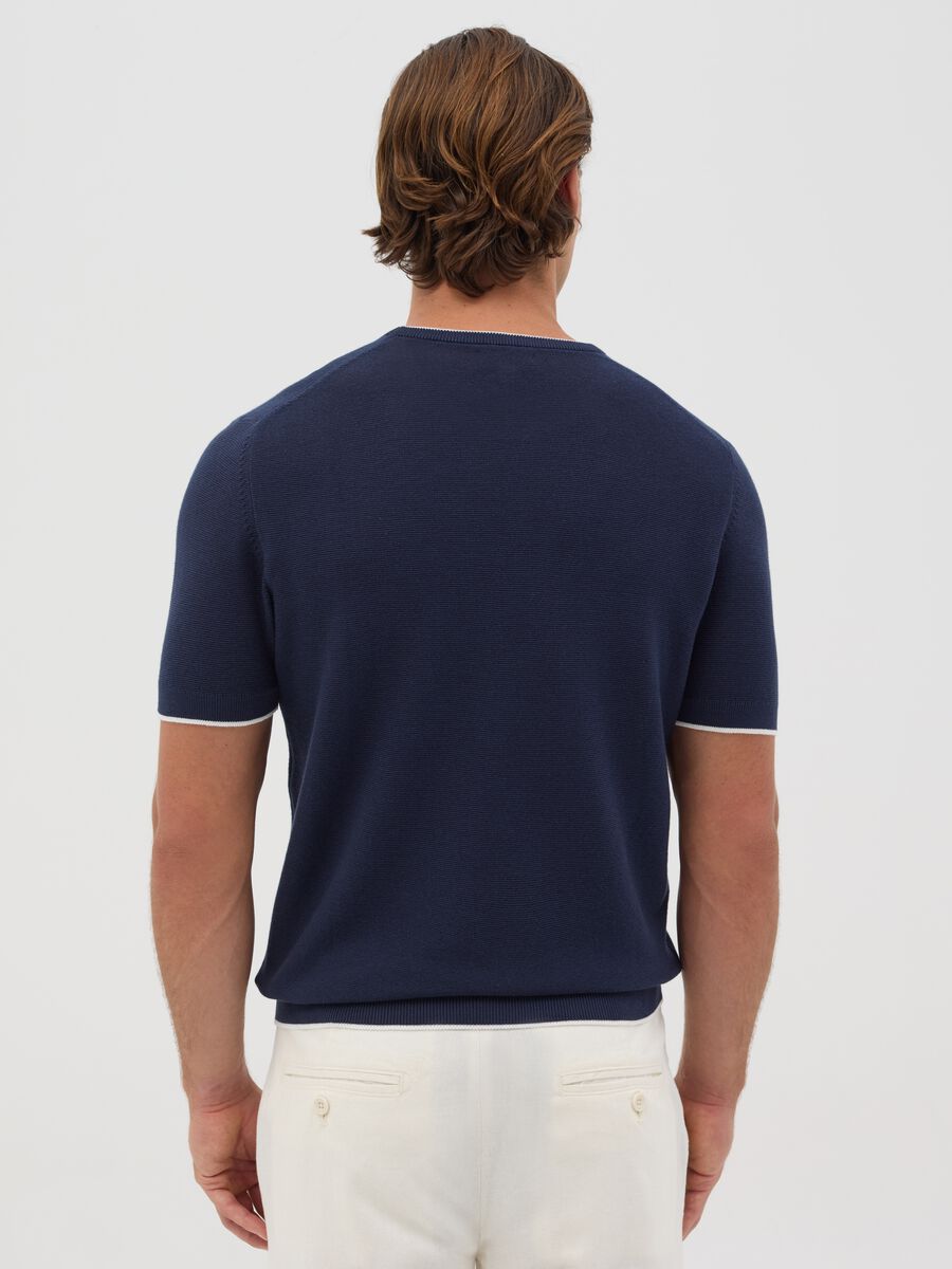 Blue Cotton Short Sleeve T-Shirt_2