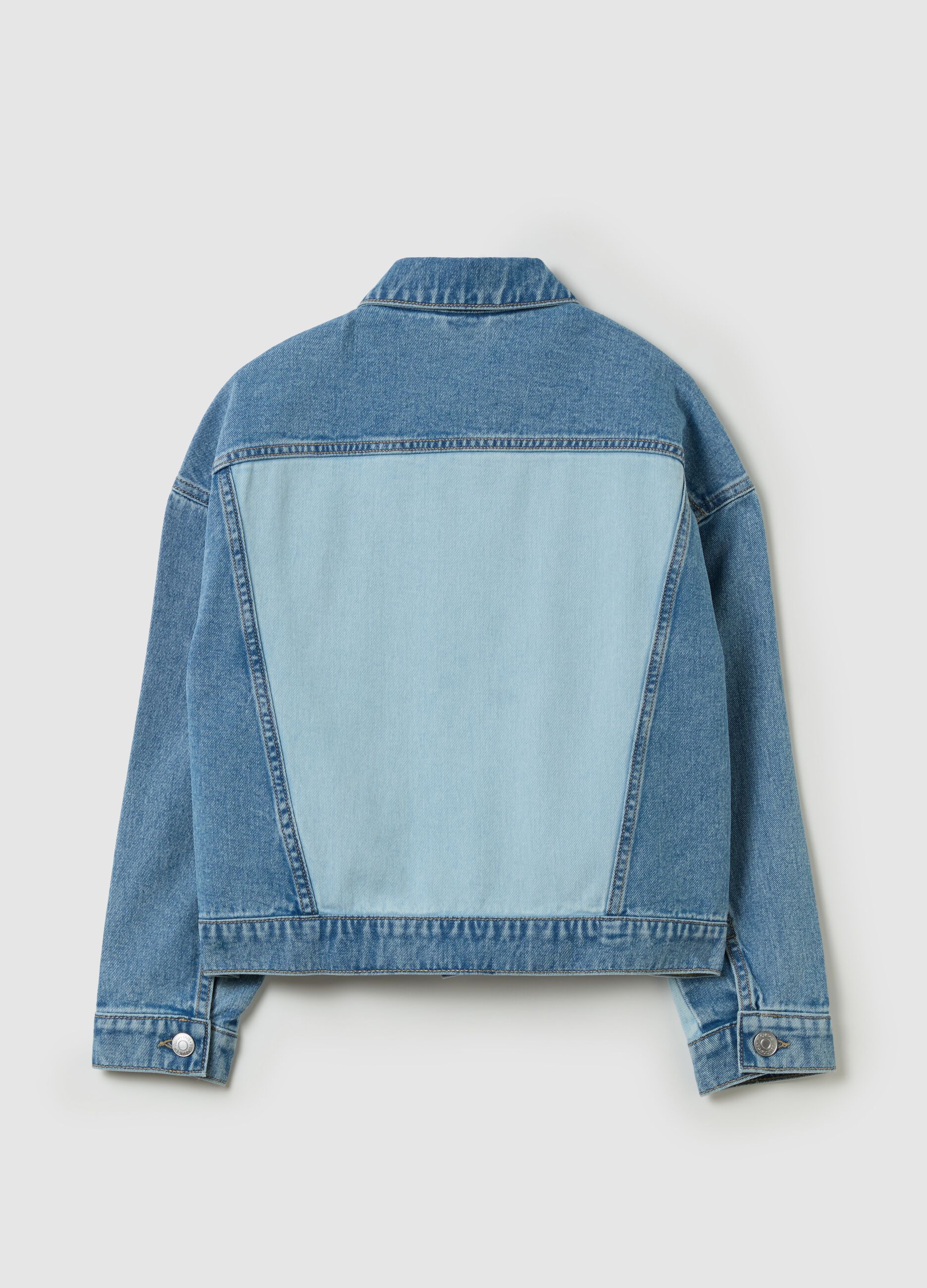 Double wash jacket in denim with beads