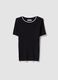 Black viscose blend t-shirt regular fit with cut-out details_4