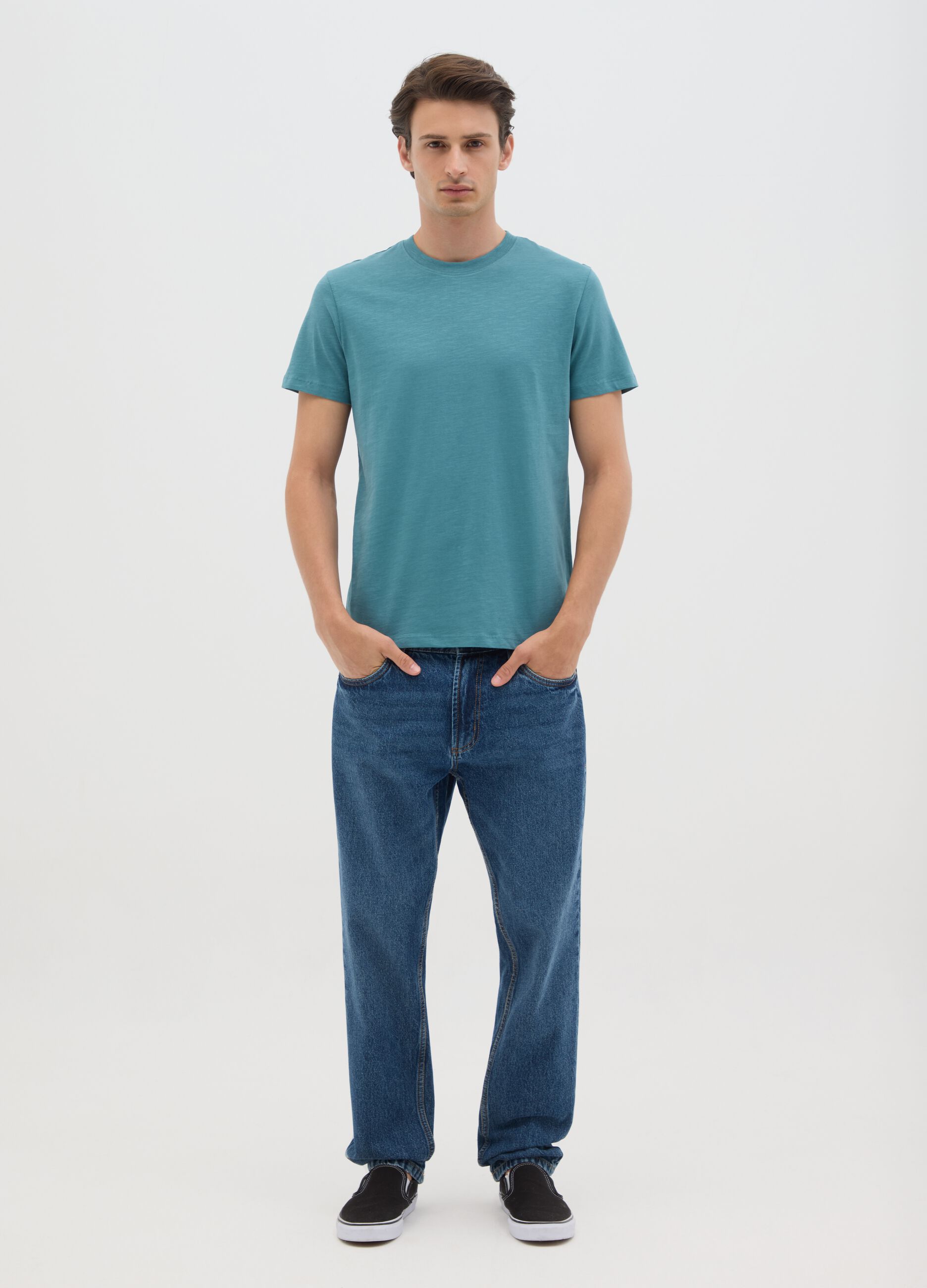 Classic Men's Grey Fitted Jersey T-Shirt