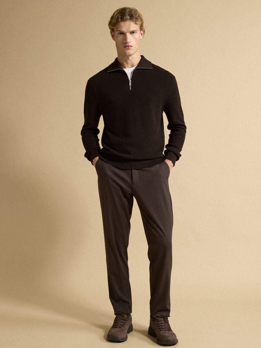 Brown cotton-blend half-zip jumper, regular fit_2