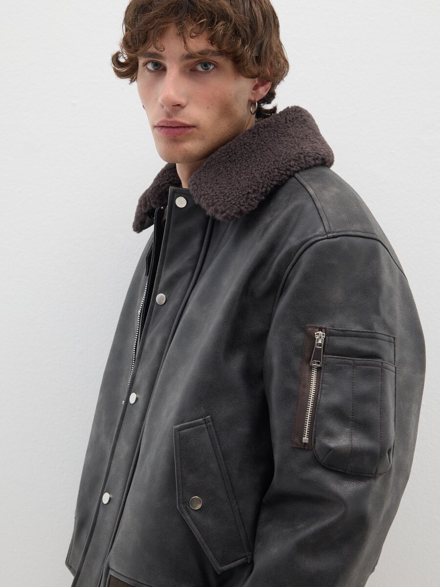 Bomber grigio regular fit e zip_4