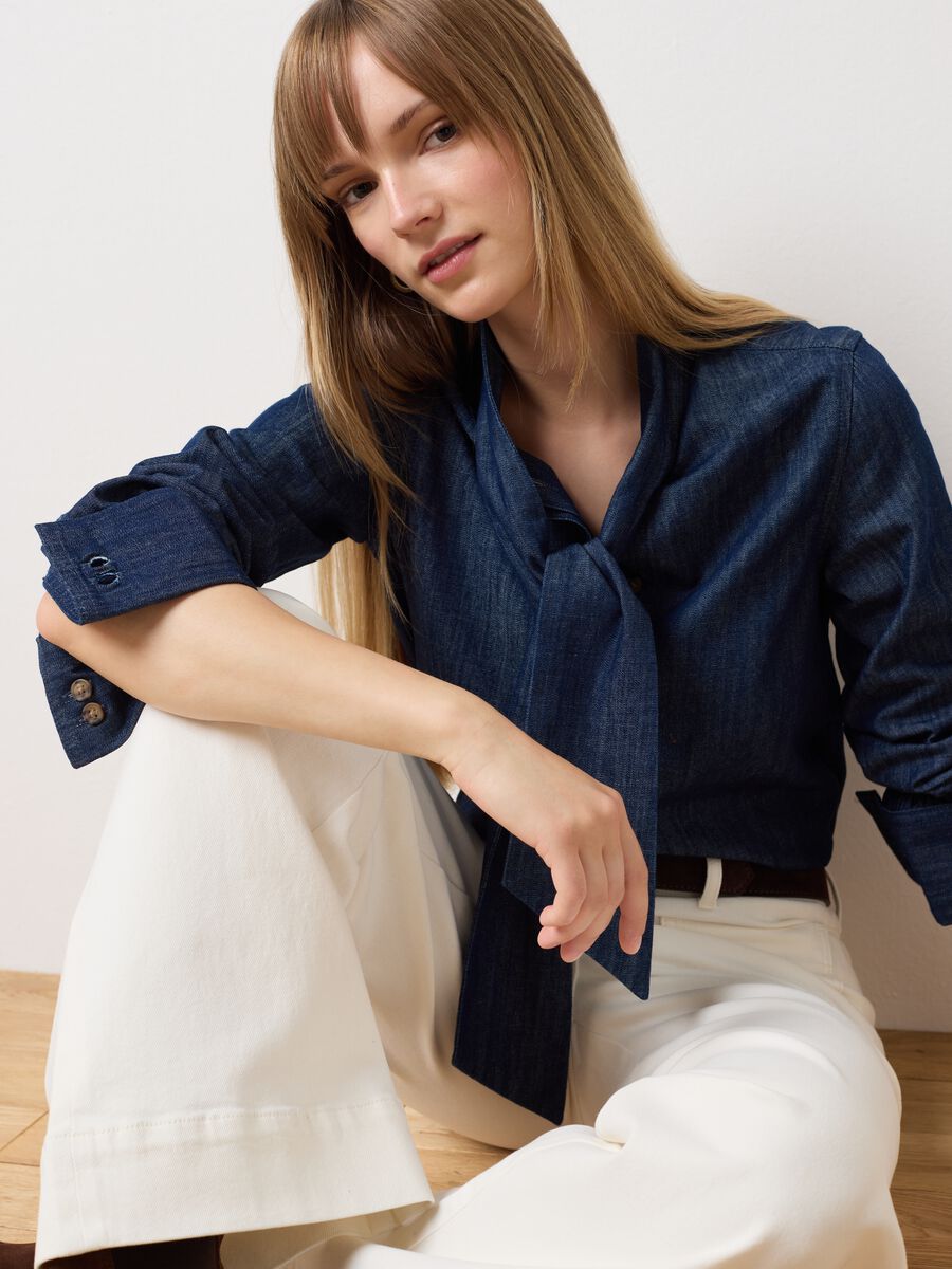 Regular fit pure cotton denim shirt_0