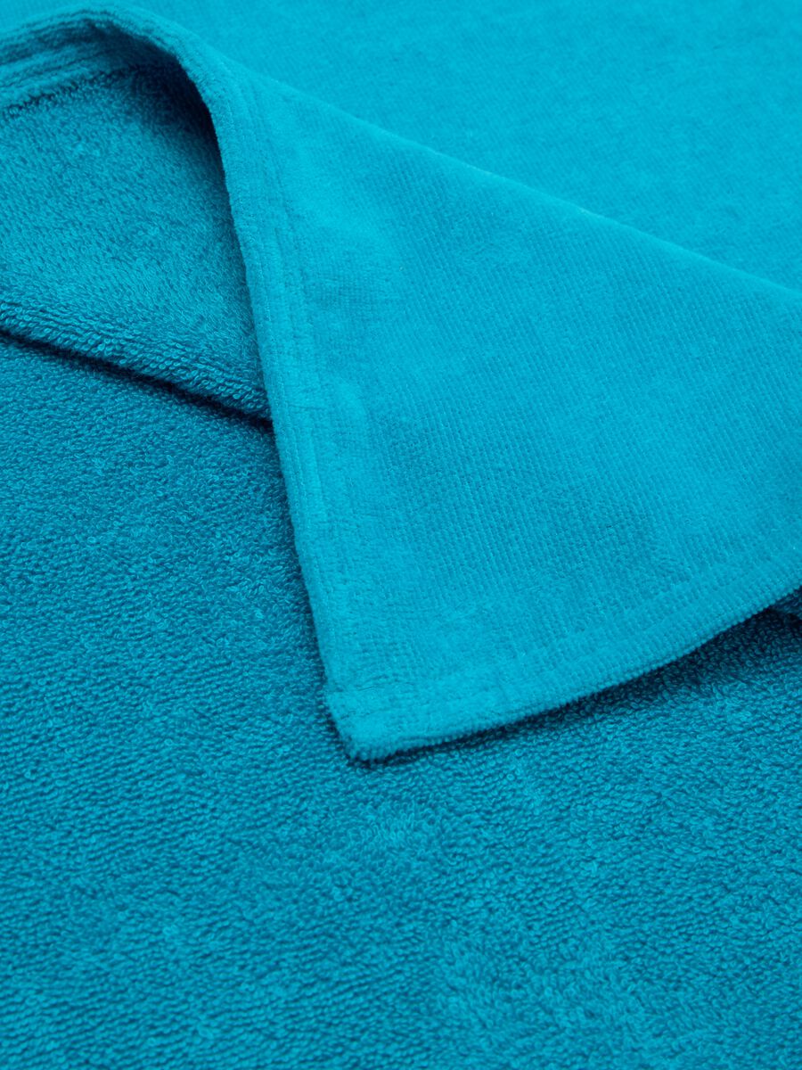 Blue cotton hooded children's towel poncho_2