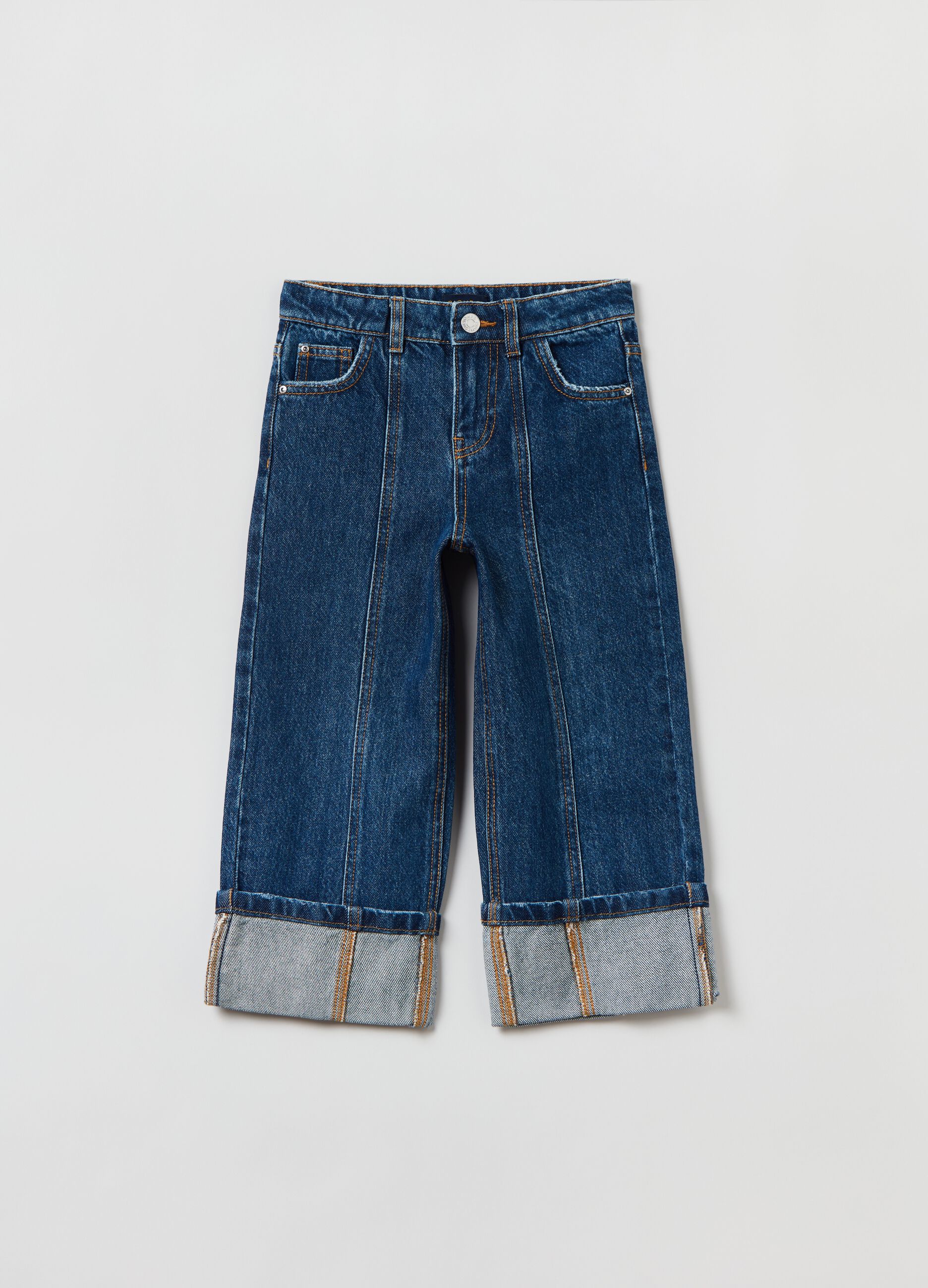 Jeans wide leg in cotone _0