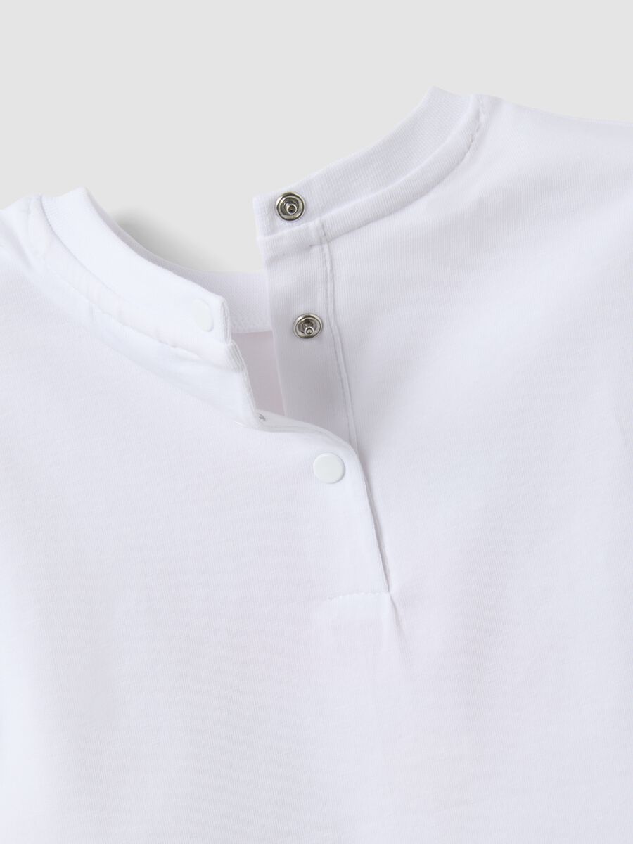 Girls' white stretch cotton T-shirt regular fit with embroidery_3