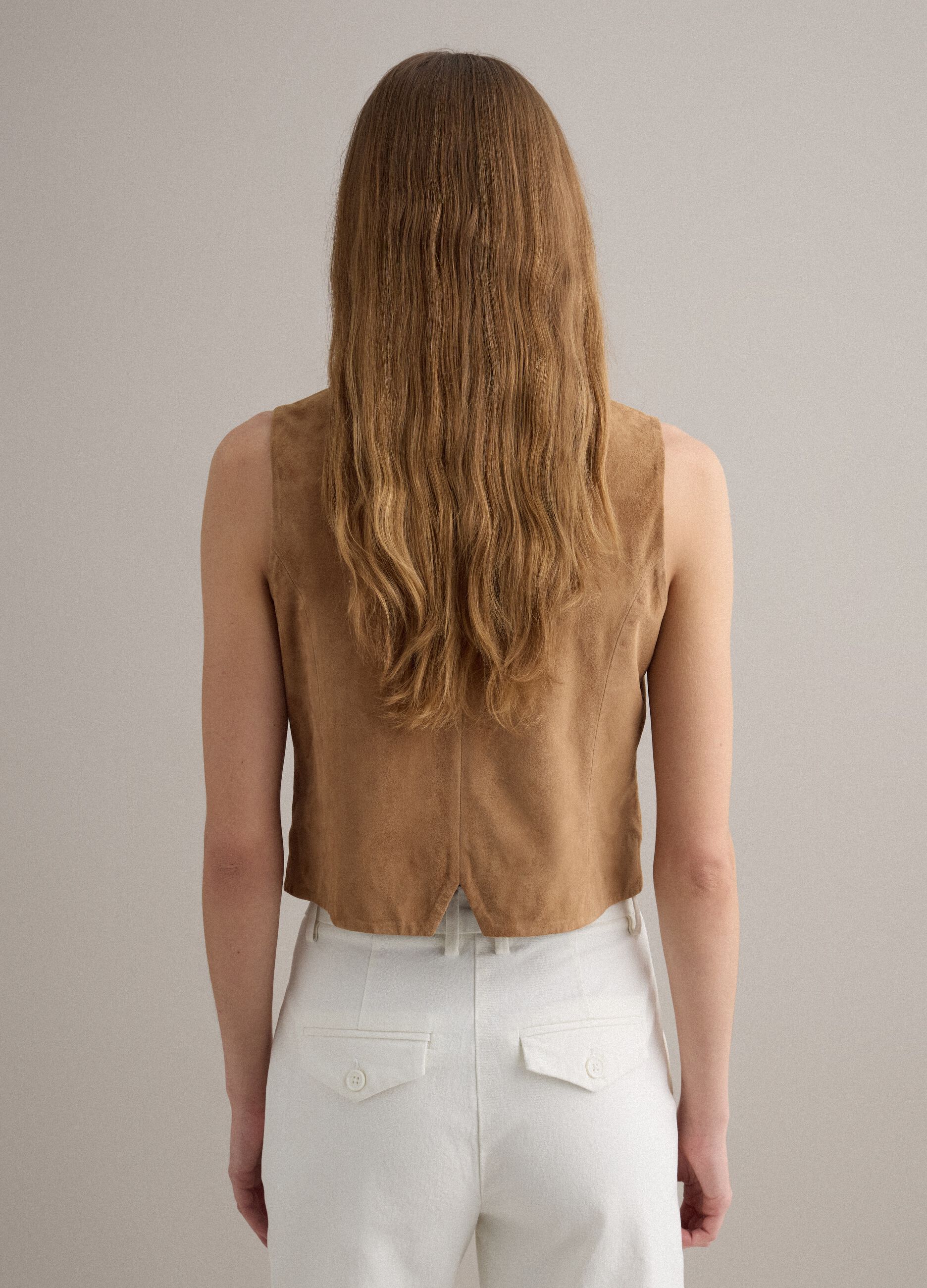 Brown Genuine Leather Waistcoat