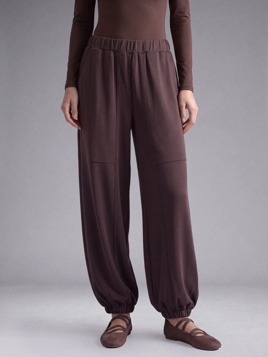 Pantaloni sportivi viola in viscosa elasticizzato_2