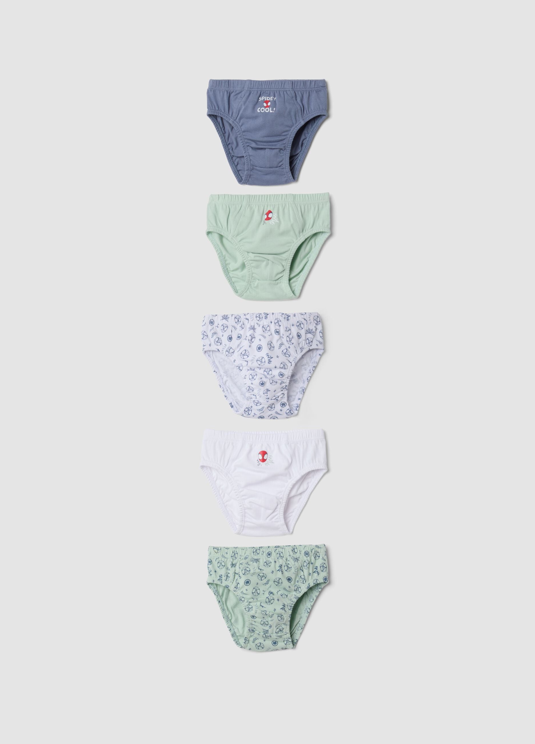 Five-pack of pure organic cotton briefs with MARVEL Spider-Man prints