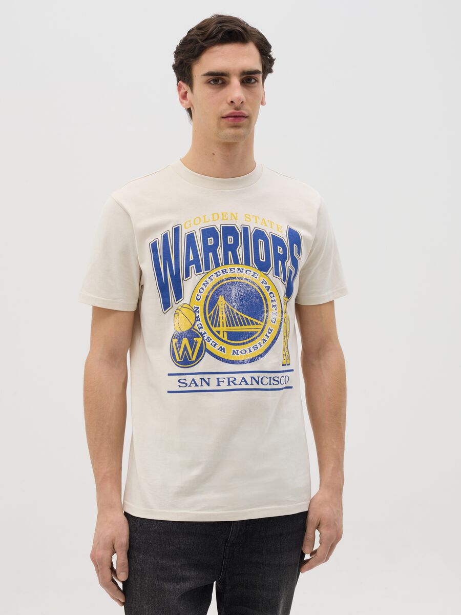 Beige NBA Golden State Warriors T-shirt_0