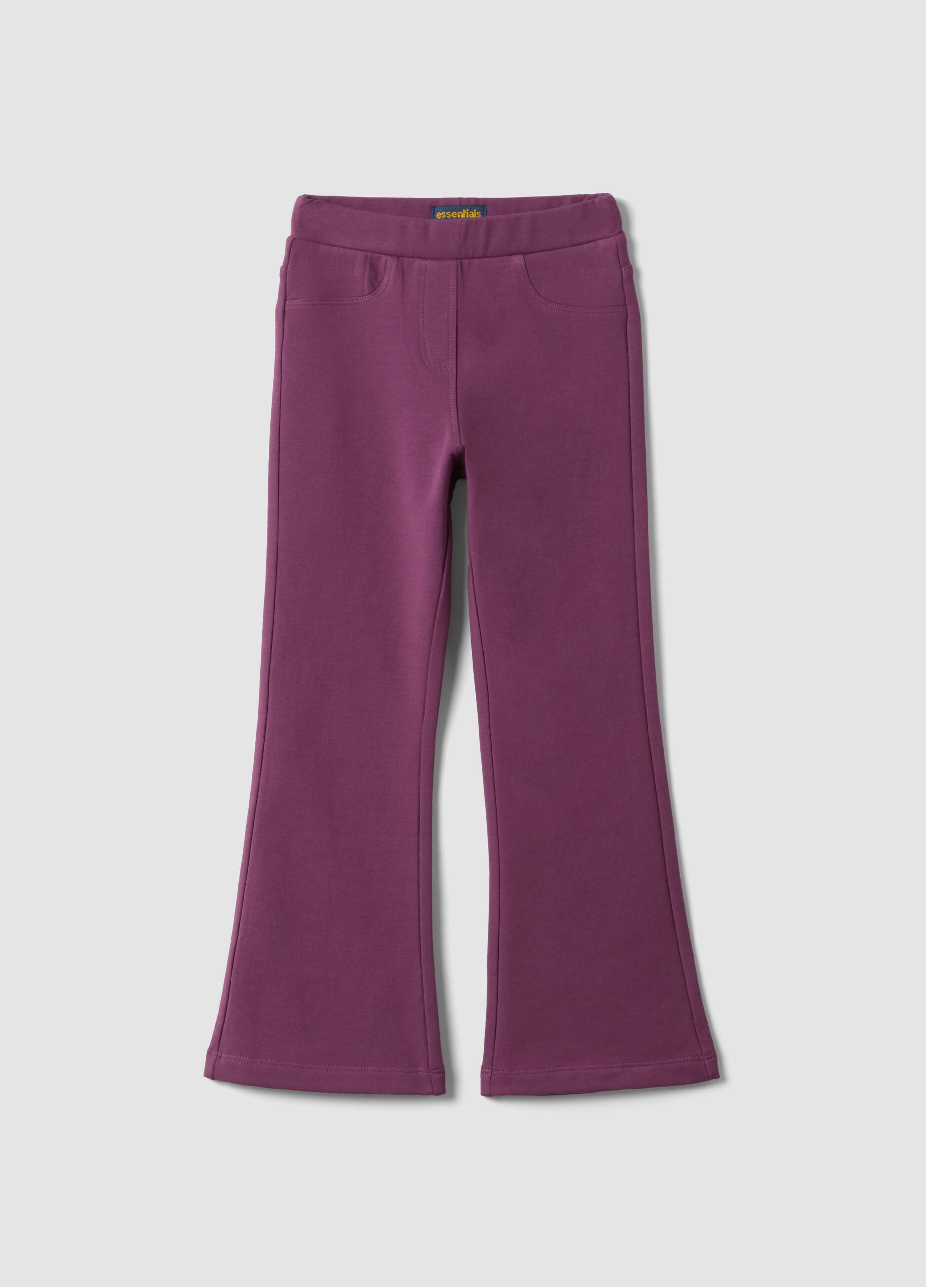 Purple flare treggings in stretchy organic cotton