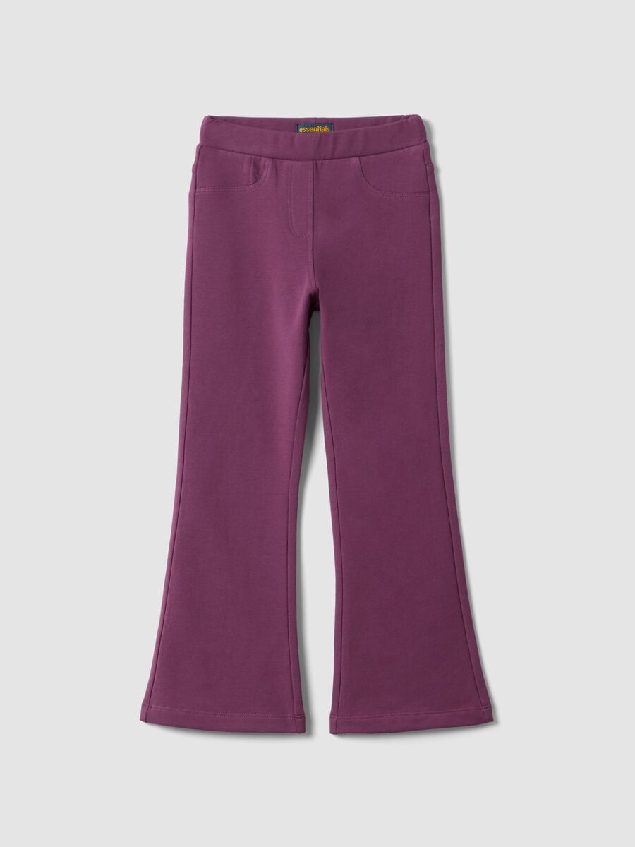 Treggings viola flare in cotone organico elasticizzato_0