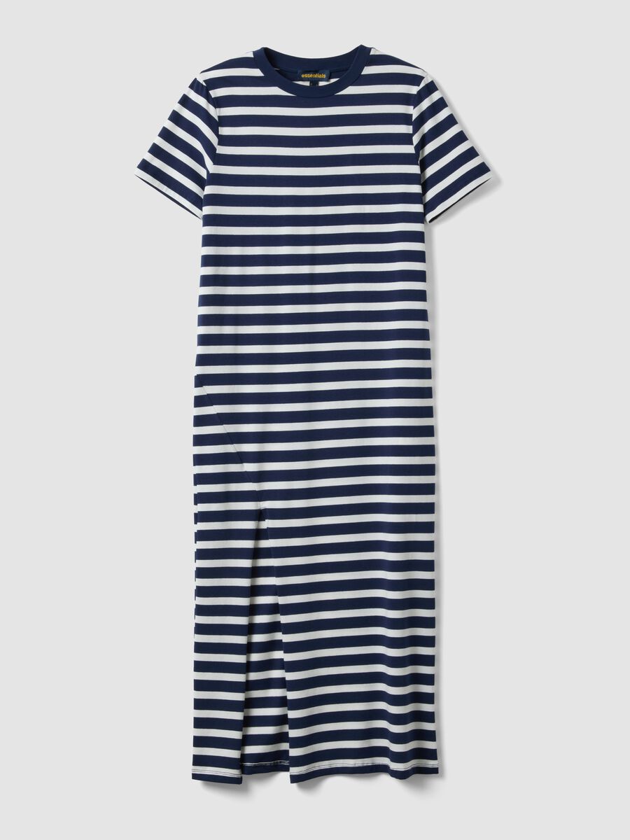 Blue striped stretch cotton maxi dress_0