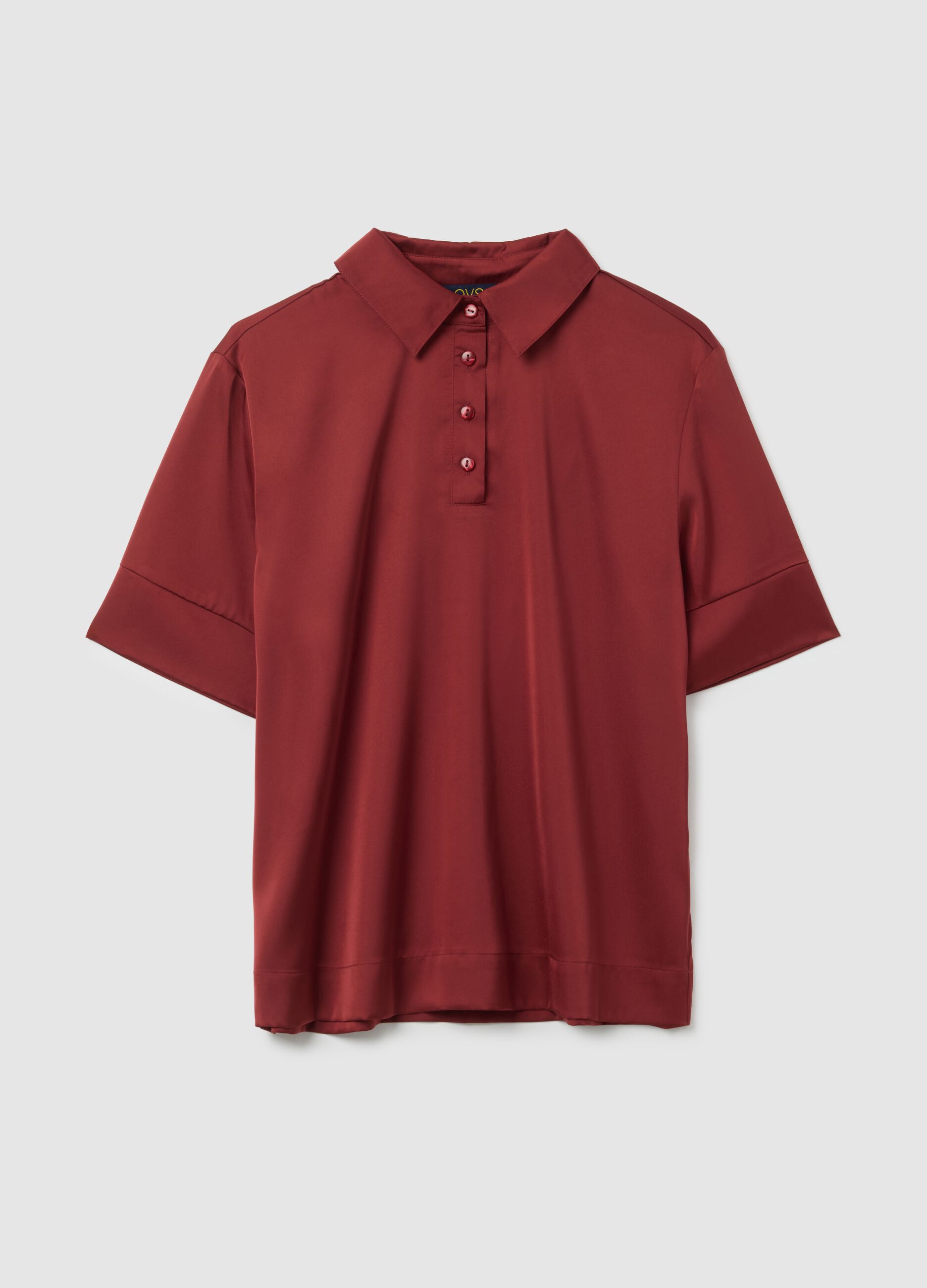 Camicia in satin rossa regular fit