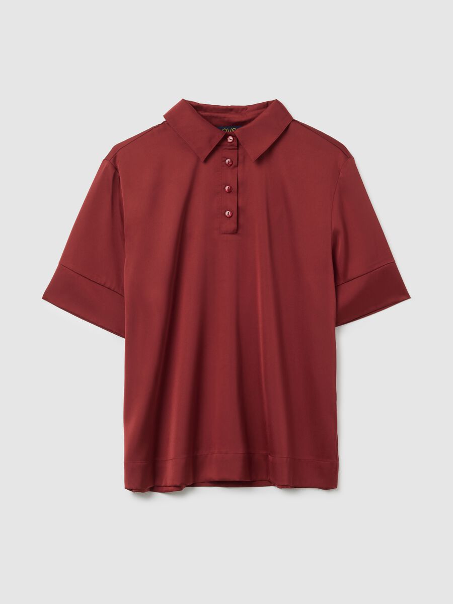 Camicia in satin rossa regular fit_4