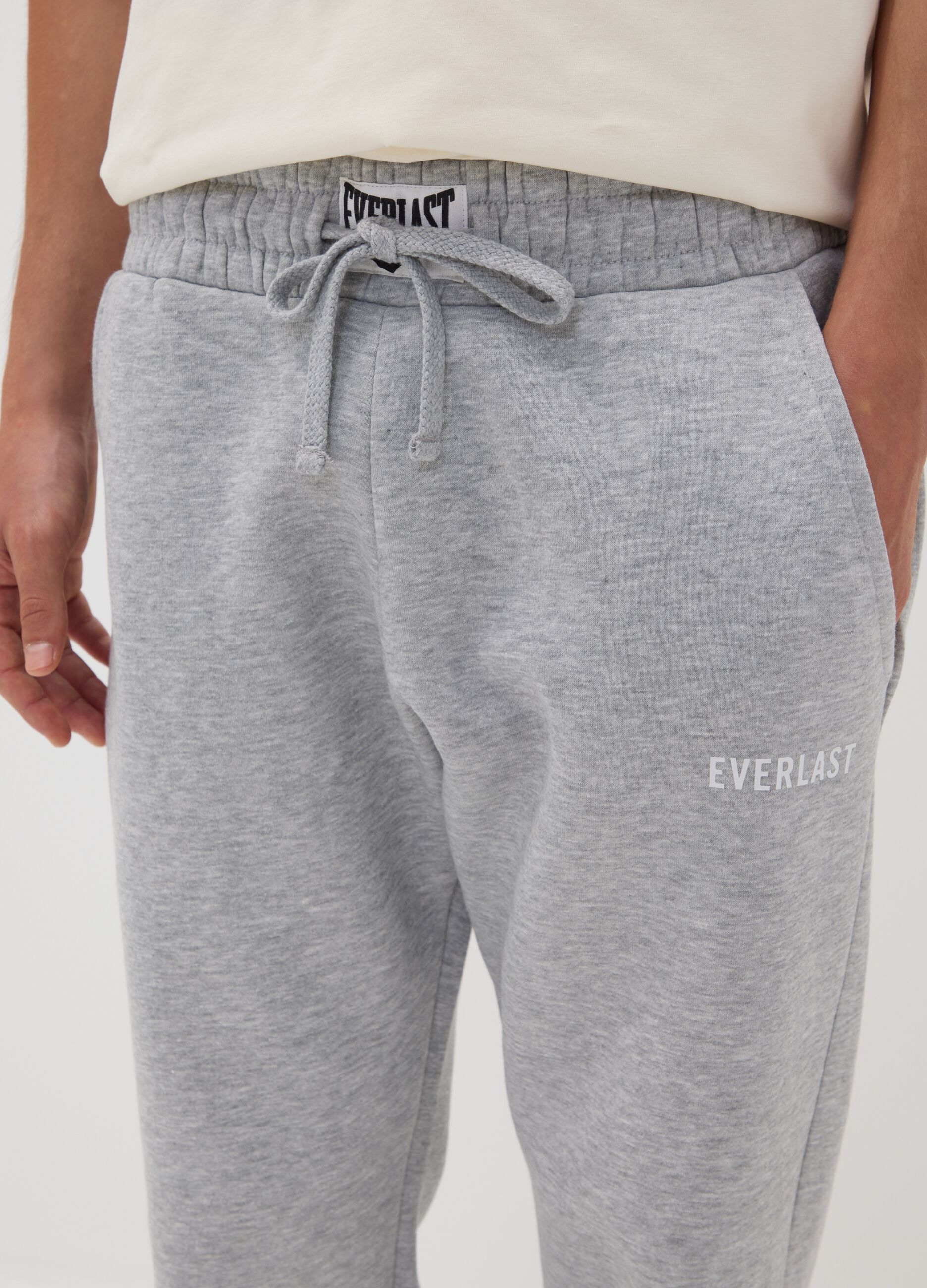 Grey cotton-blend joggers with logo